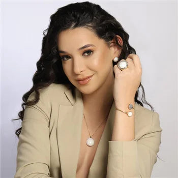 Gold and White Rhodium-Plated Earring and Necklace Set