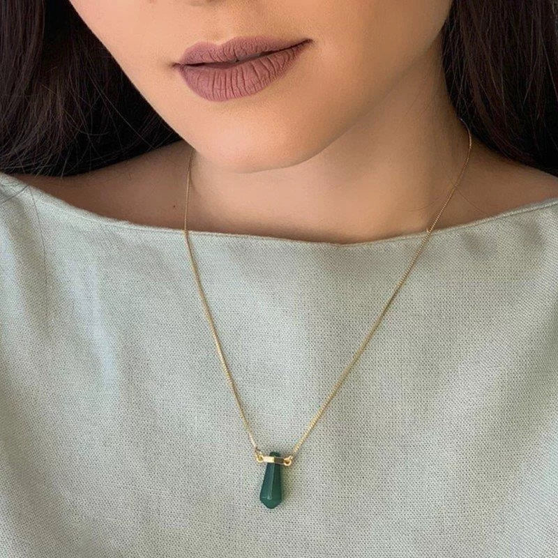 Gold-plated pendant with semi-precious stones