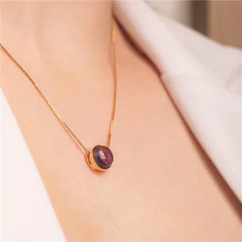 Gold-plated semi-precious stone pendant