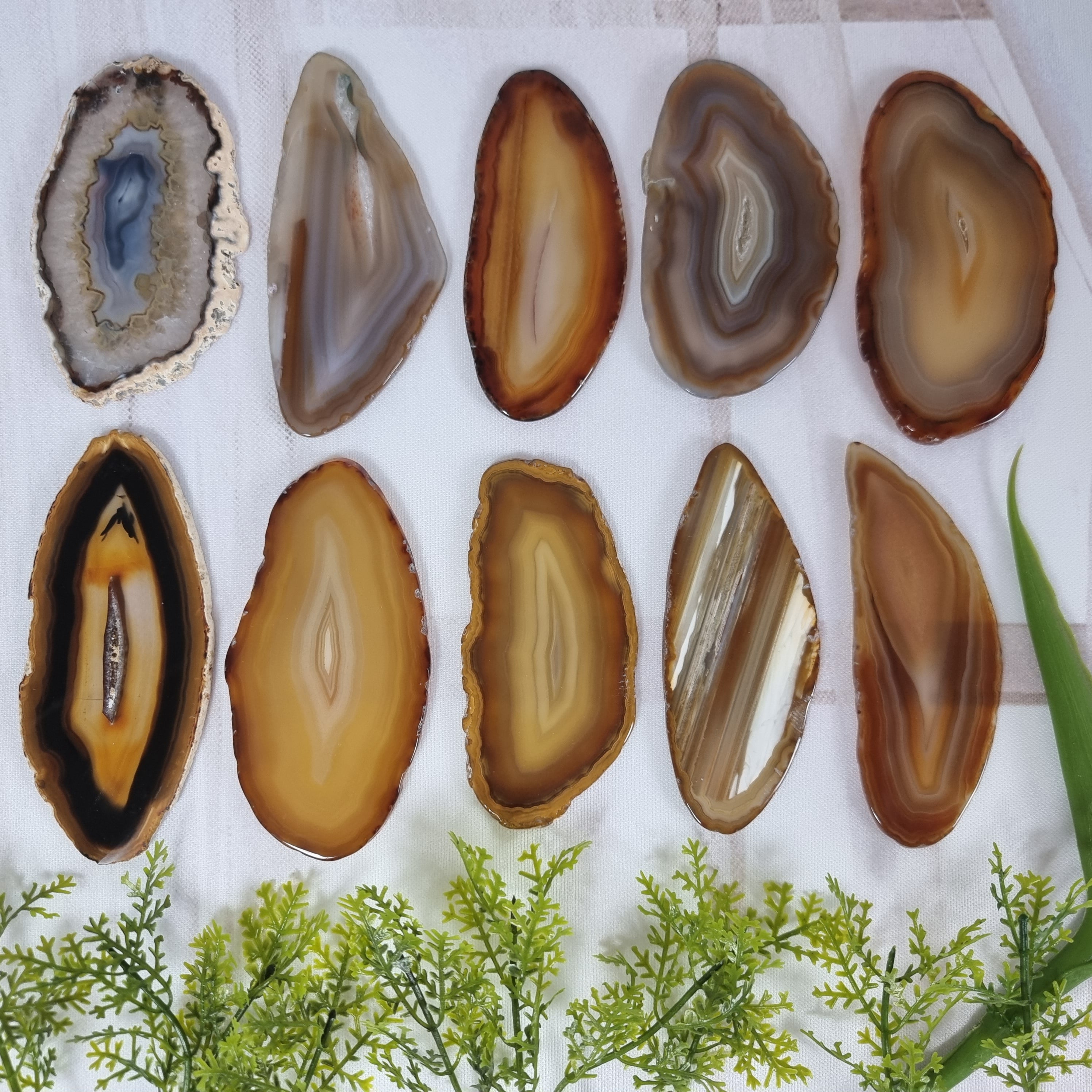 Special Natural Agate Slabs | 10-Piece Untreated KIT without hole | BR Crystals Handmade Item