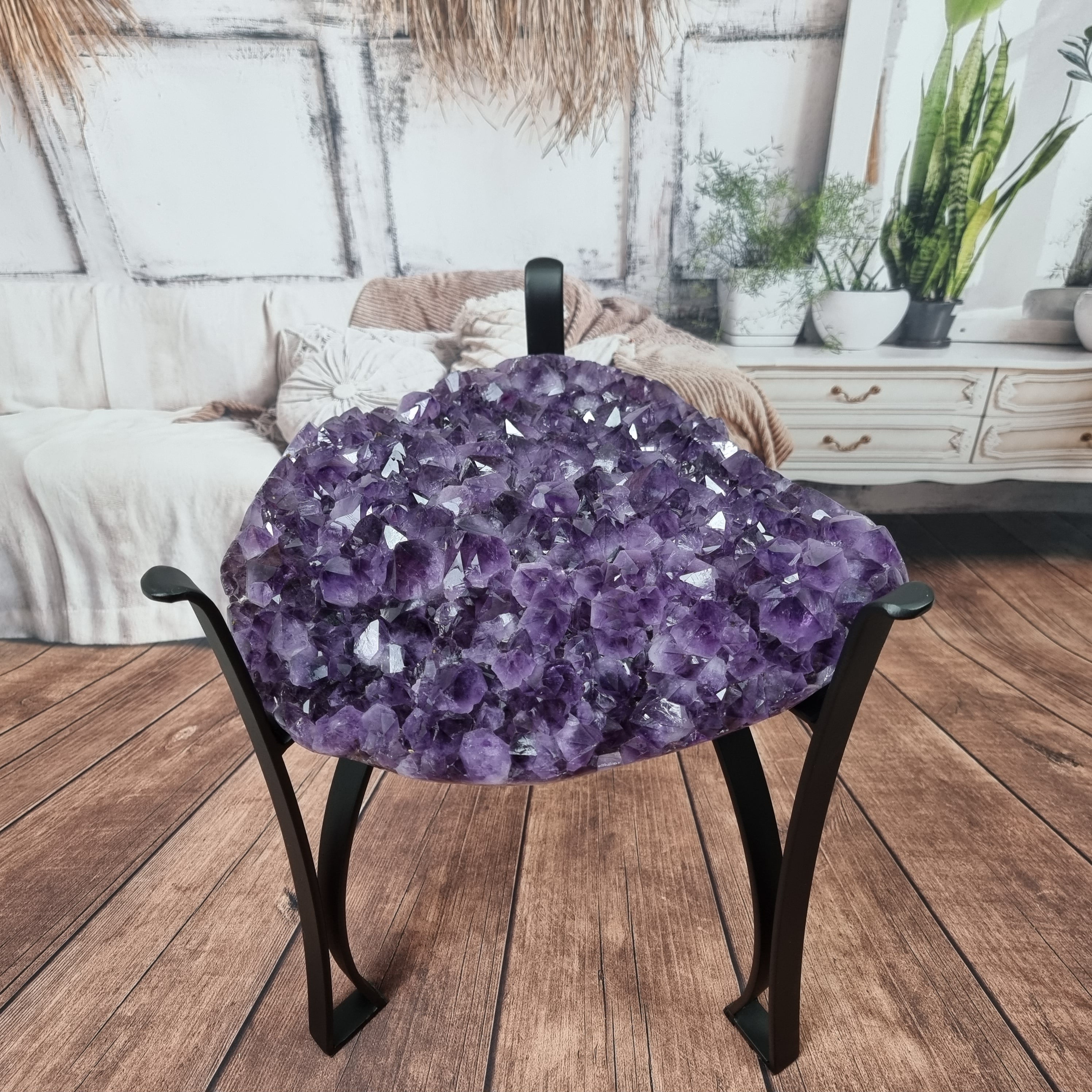 Amethyst Coffee Table with iron base and height of 45 cm - Super Extra Quality