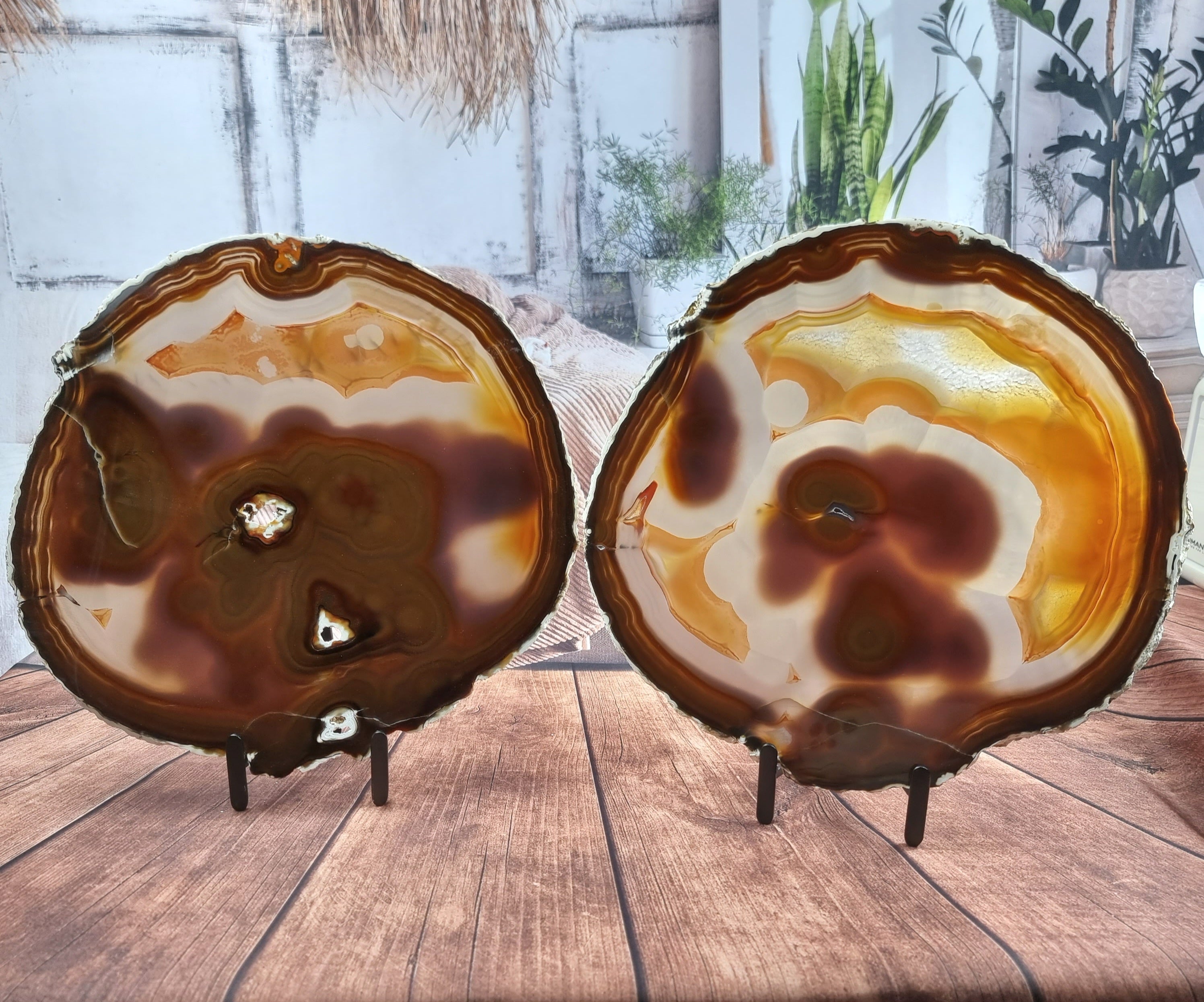 SUPER SPECIAL Agate Slabs | Black Iron Base | 2 Units | BR Crystals Handmade Piece
