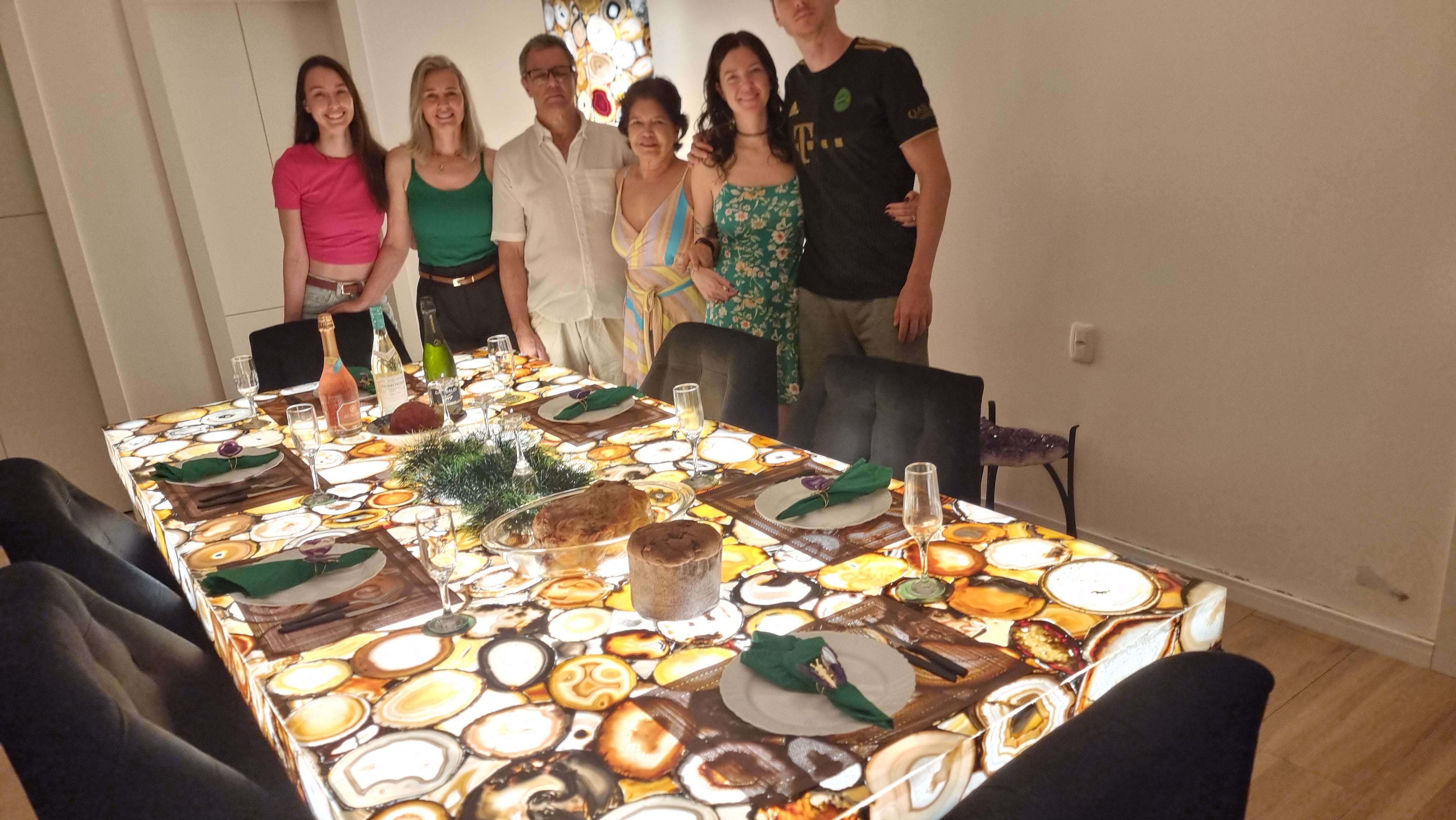 Dining Table in Resin Designed Agates with LED Lighting 2.50m x 1.10m Extra Quality