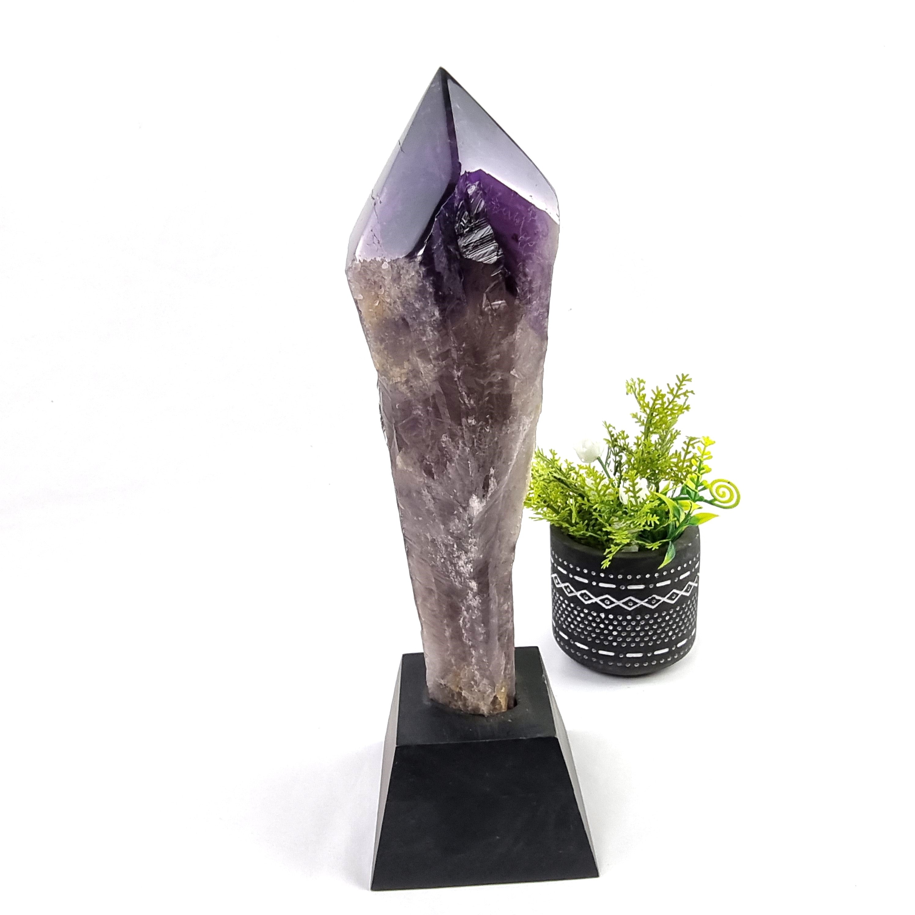 Amethyst Point Wood Base - Crystal Point, Purple Amethyst Stone, 2.65 lbs