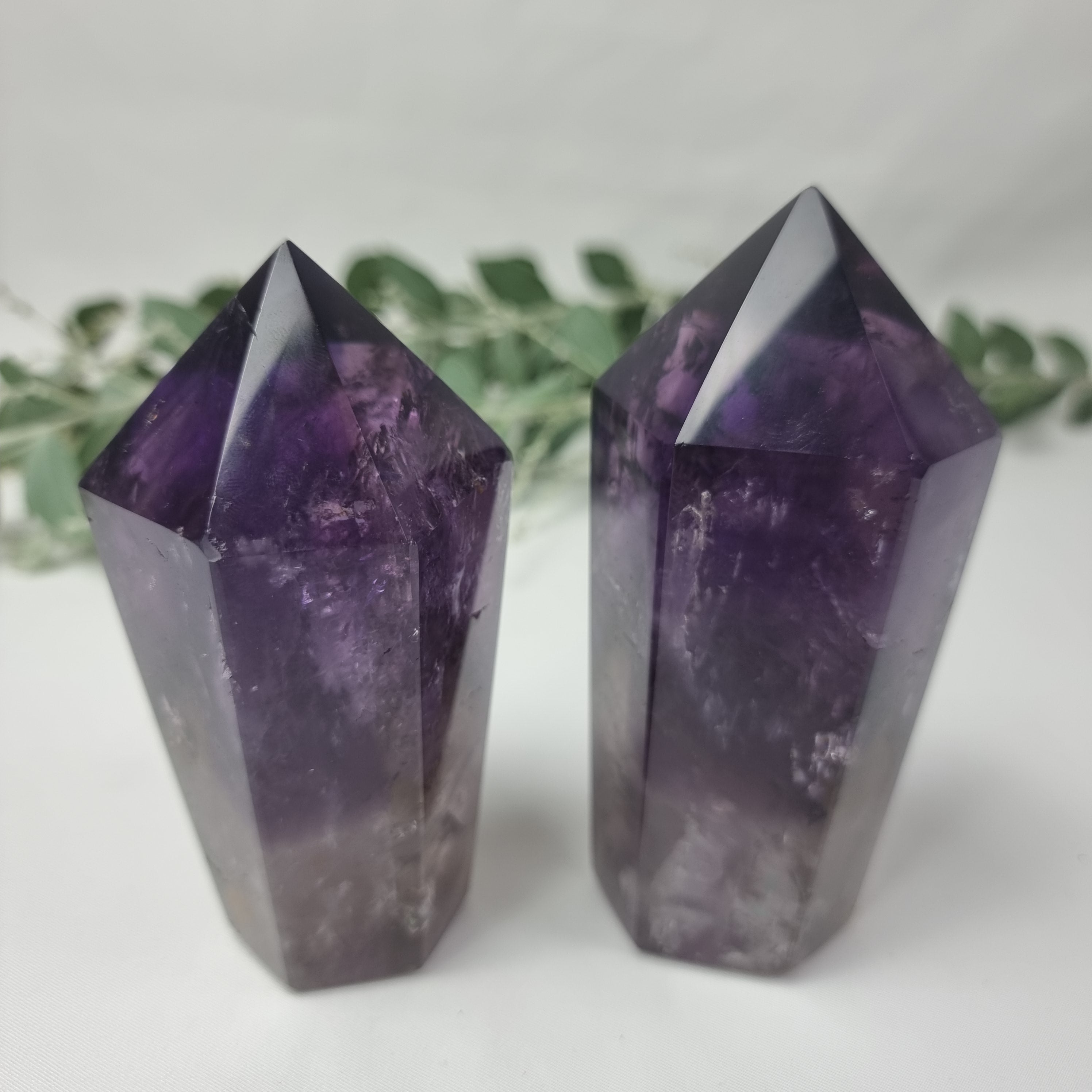 Amethyst Point, 12 cm tall | 2-Piece Set, 0.420 kg | Energy, Beauty, and Sophistication