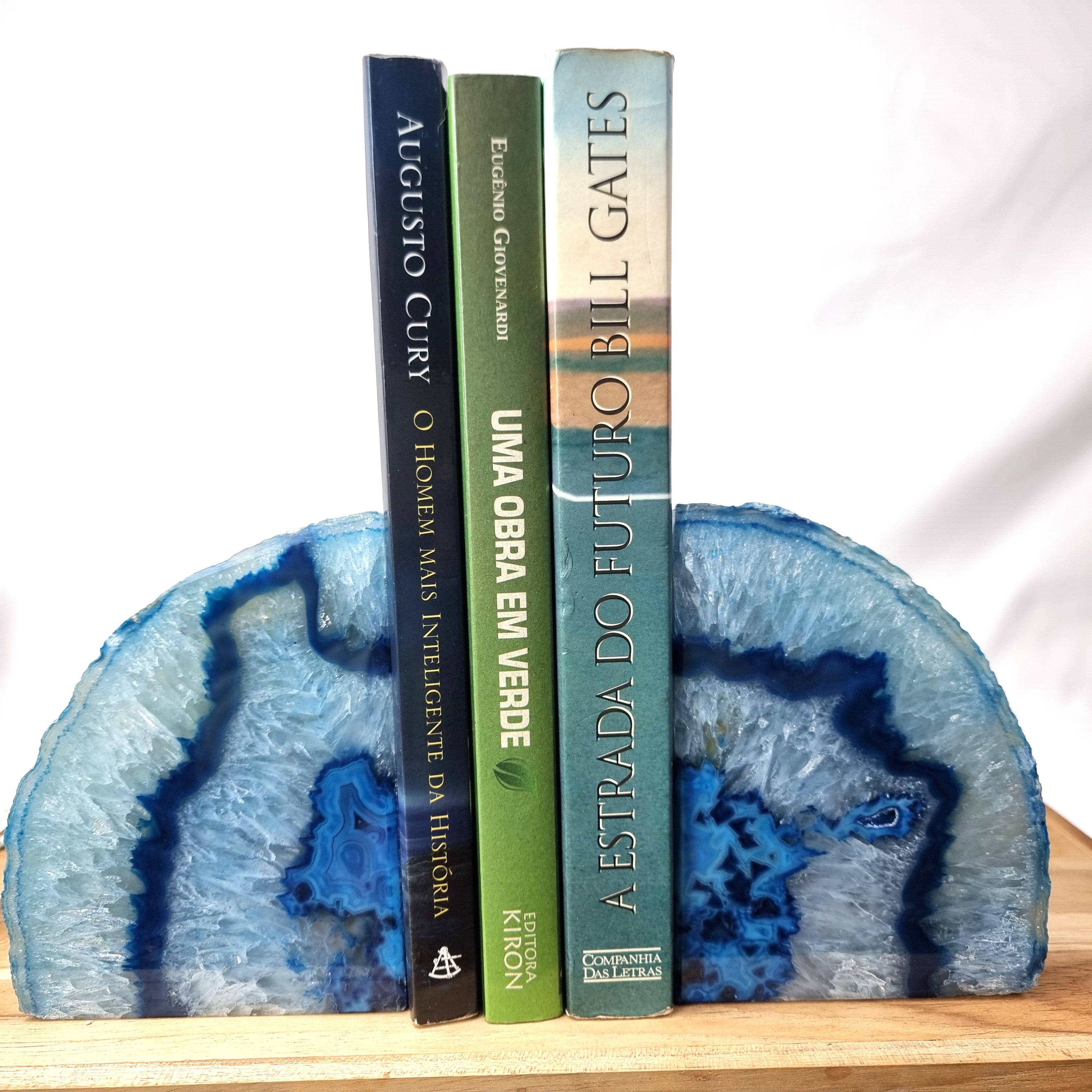 Agate Bookends - Blue Dyed Half Geode Druzy - Stone Bookends set of 2