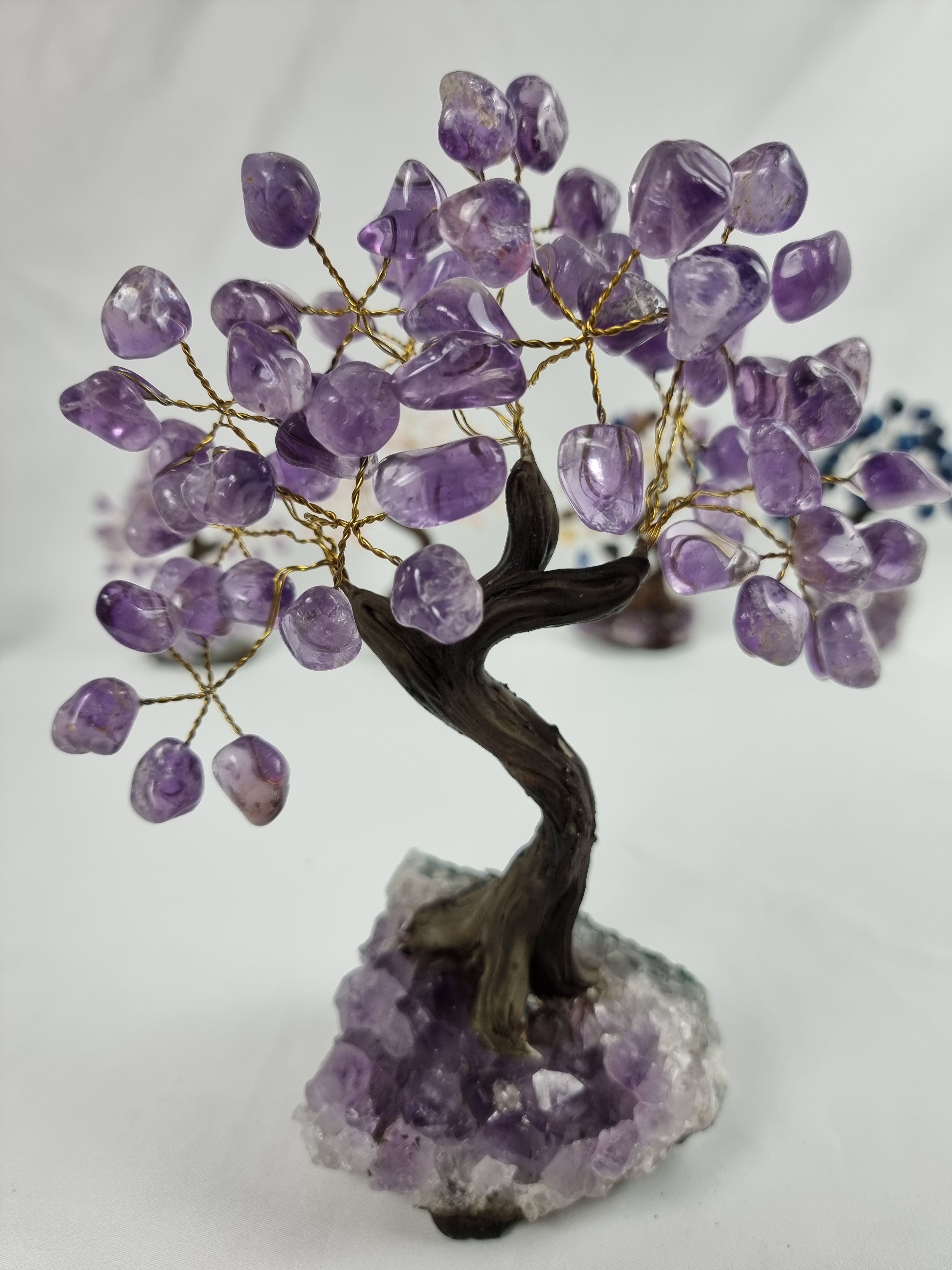 Natural AMETHYST Tree | 60 Stones, 12 Branches | Amethyst Base, 15 cm Height - Handmade BR Crystals