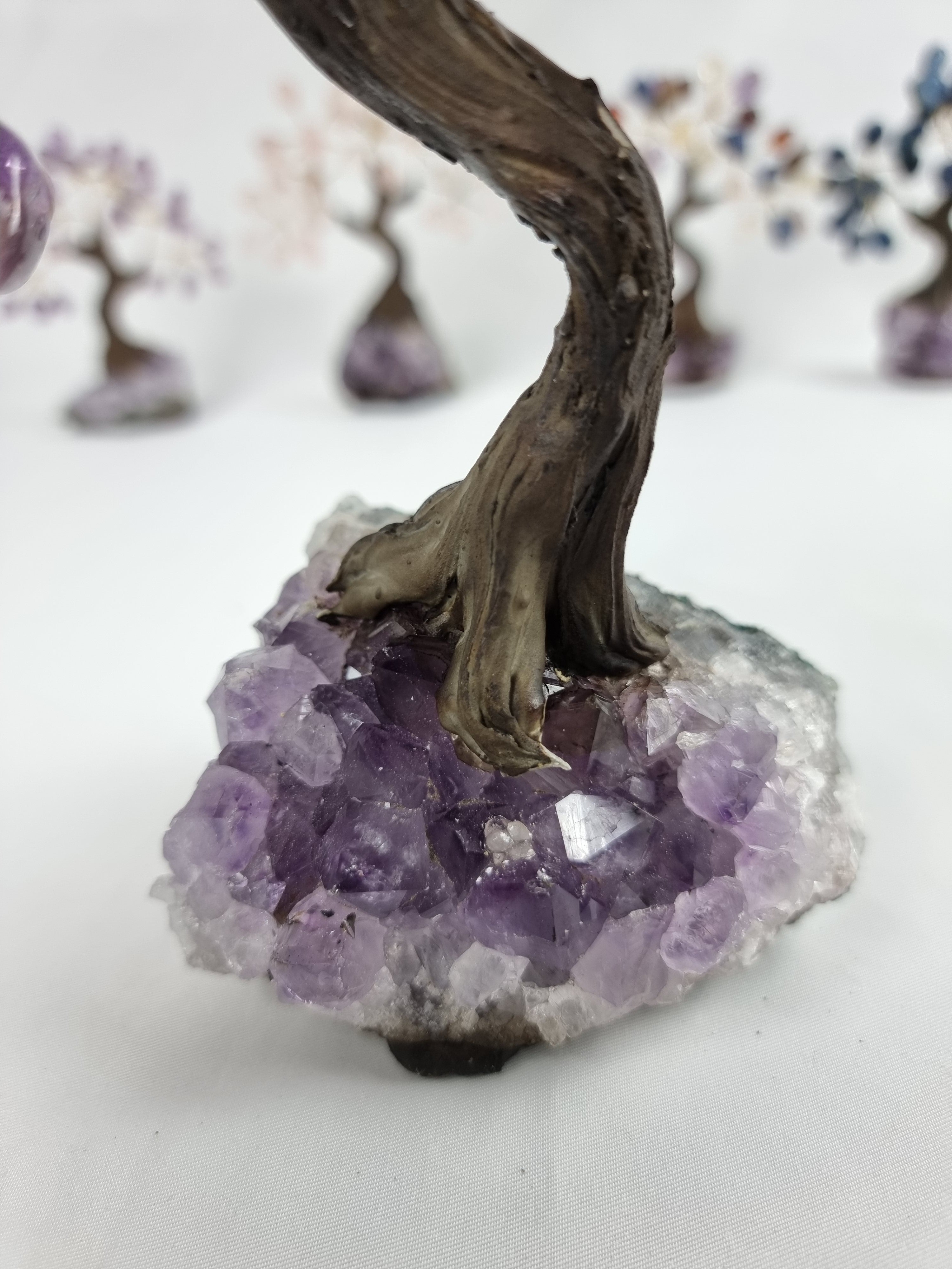 Natural AMETHYST Tree | 60 Stones, 12 Branches | Amethyst Base, 15 cm Height - Handmade BR Crystals