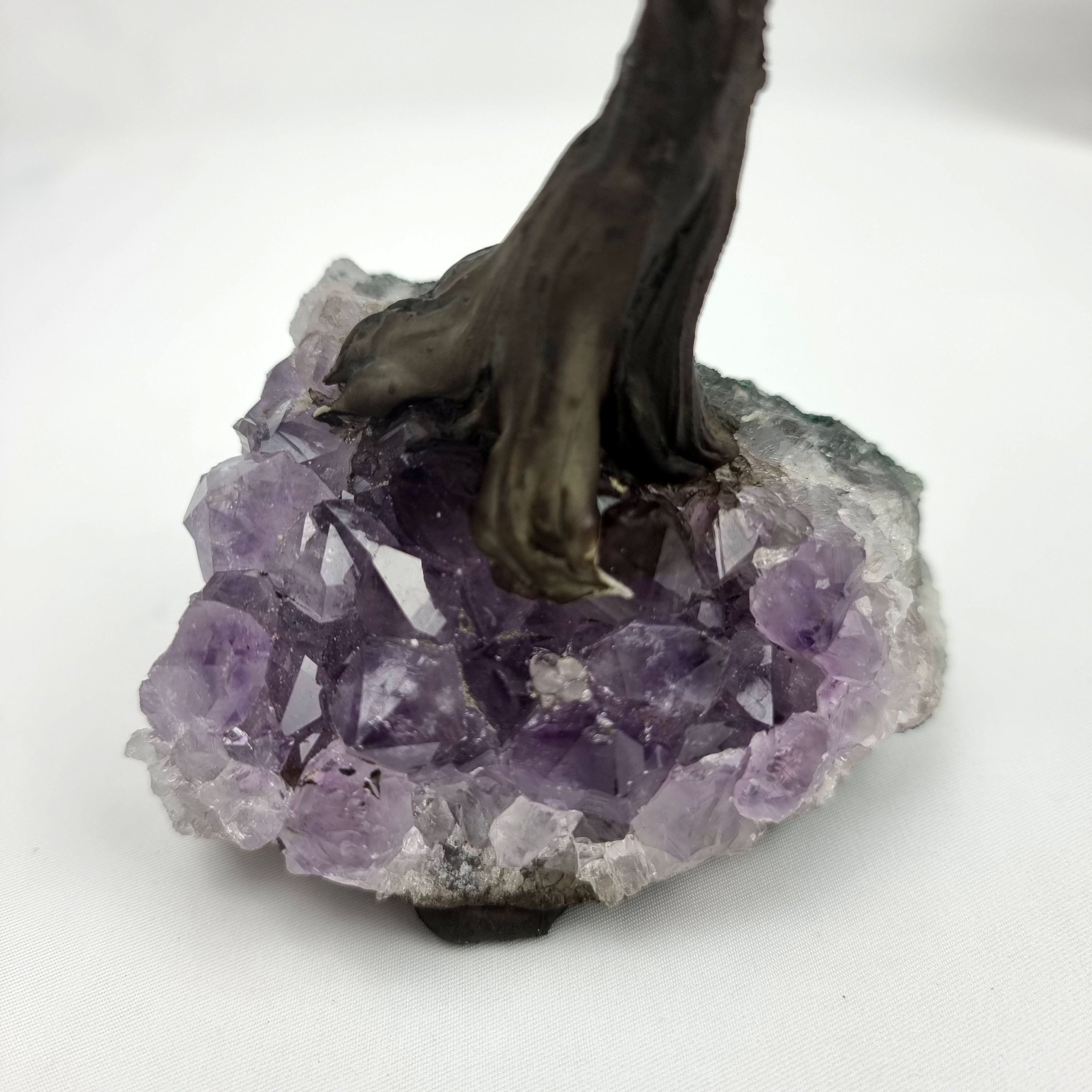 Natural AMETHYST Tree | 60 Stones, 12 Branches | Amethyst Base, 15 cm Height - Handmade BR Crystals