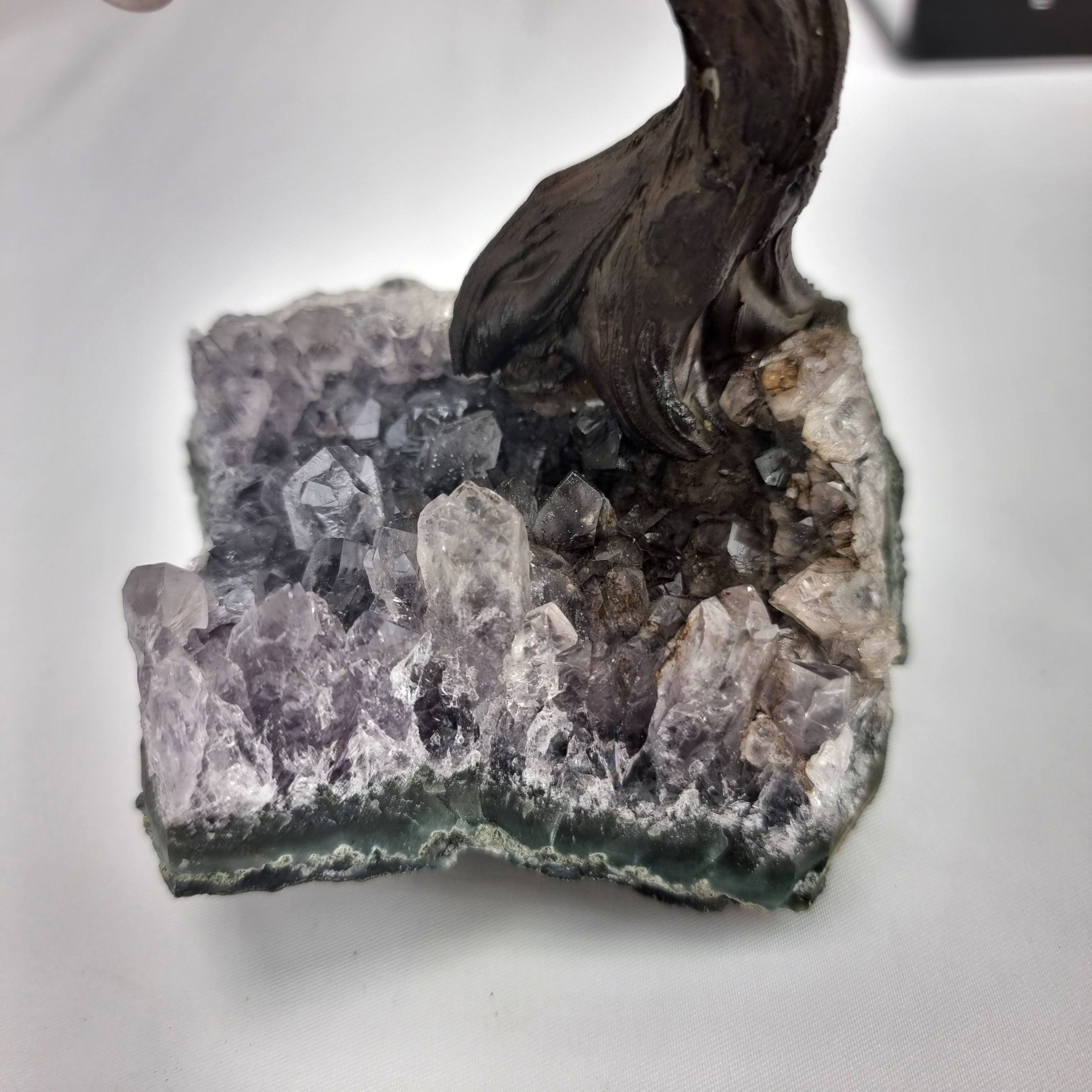 Rose Quartz Gemstone Tree 7" Tall Handmade on a Amethyst base, 60 Gems and 12 Branches