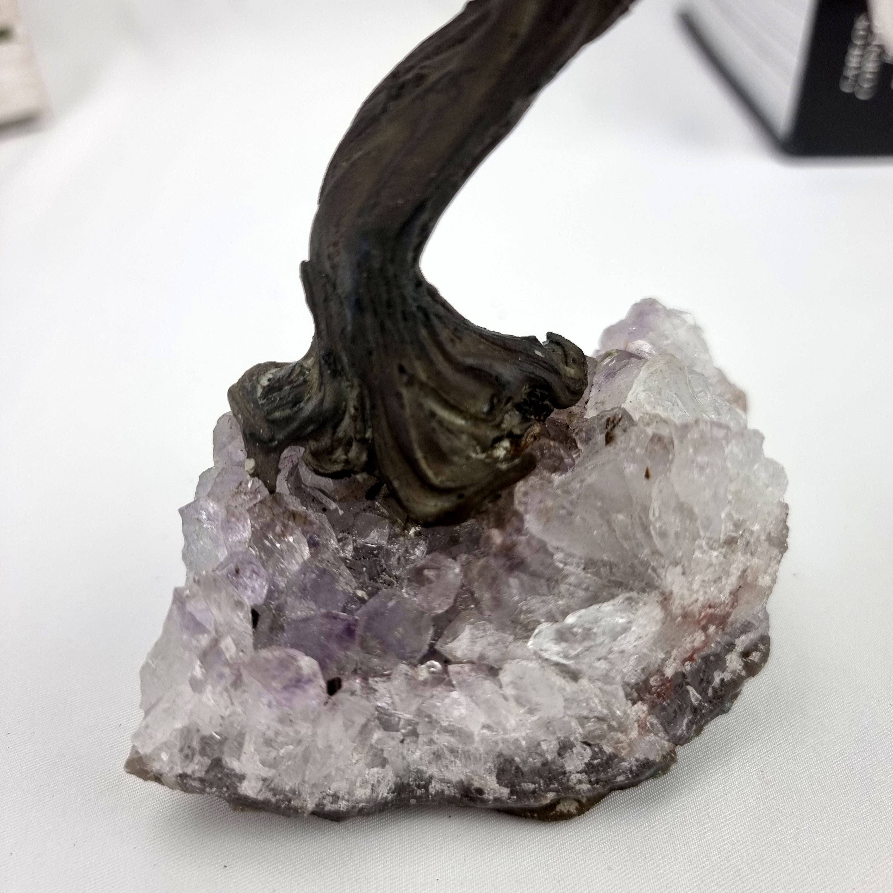 Crystal Quartz Gemstone Tree 7" Tall Handmade on a Amethyst base, 60 Gems and 12 Branches