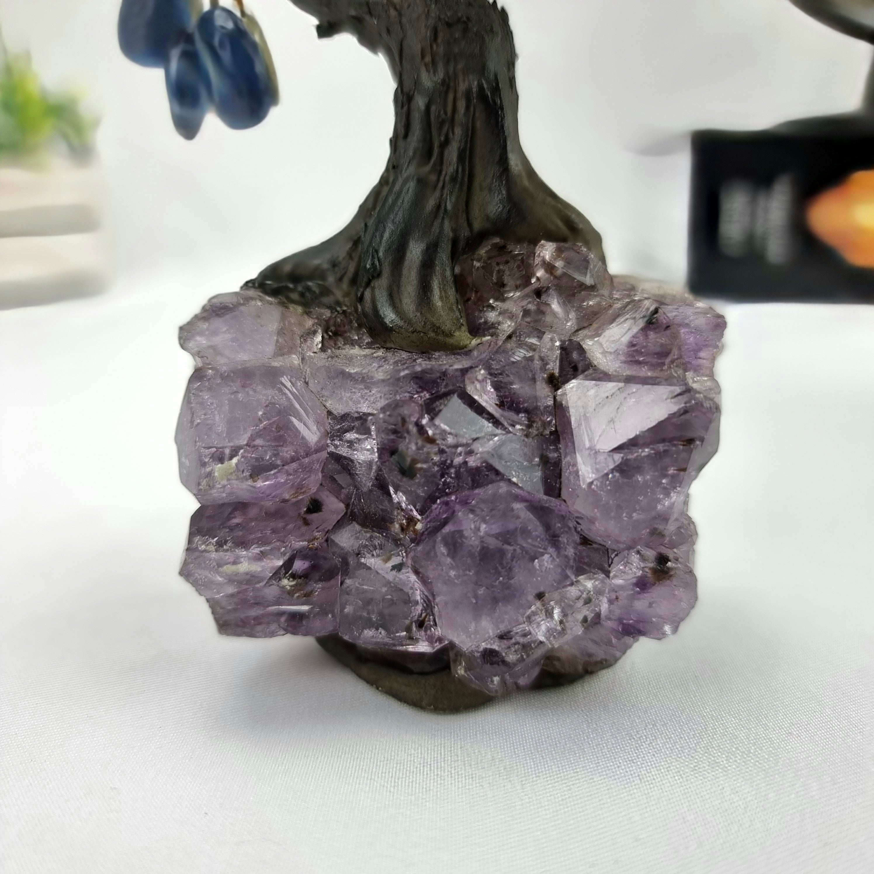 Sodalite Gemstone Tree 5" Tall Handmade on a Amethyst base, 35 Gems and 7 Branches