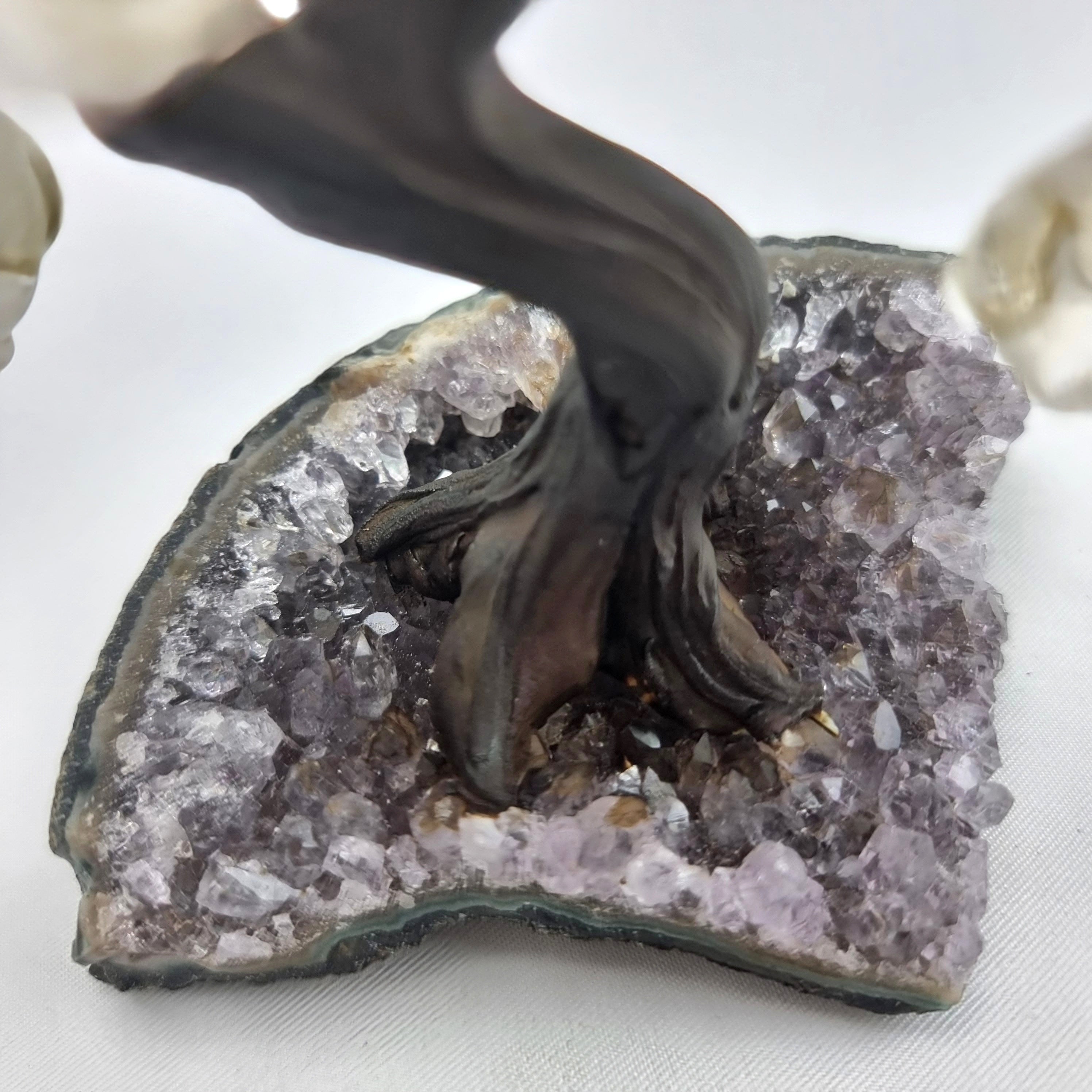 Crystal Quartz Gemstone Tree 5" Tall Handmade on a Amethyst base, 35 Gems and 7 Branches