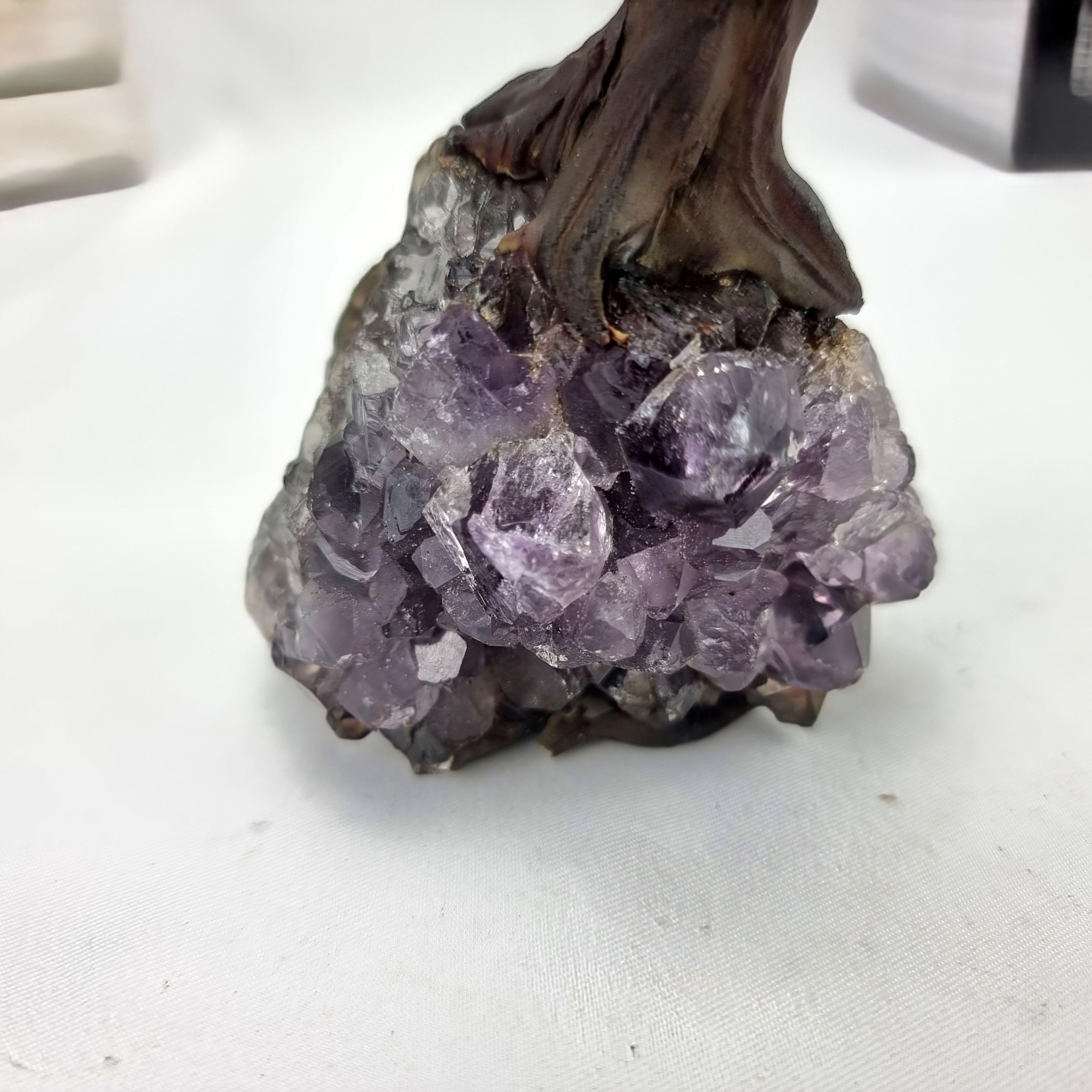 Rose Quartz Gemstone Tree 5" Tall Handmade on a Amethyst base, 35 Gems and 7 Branches