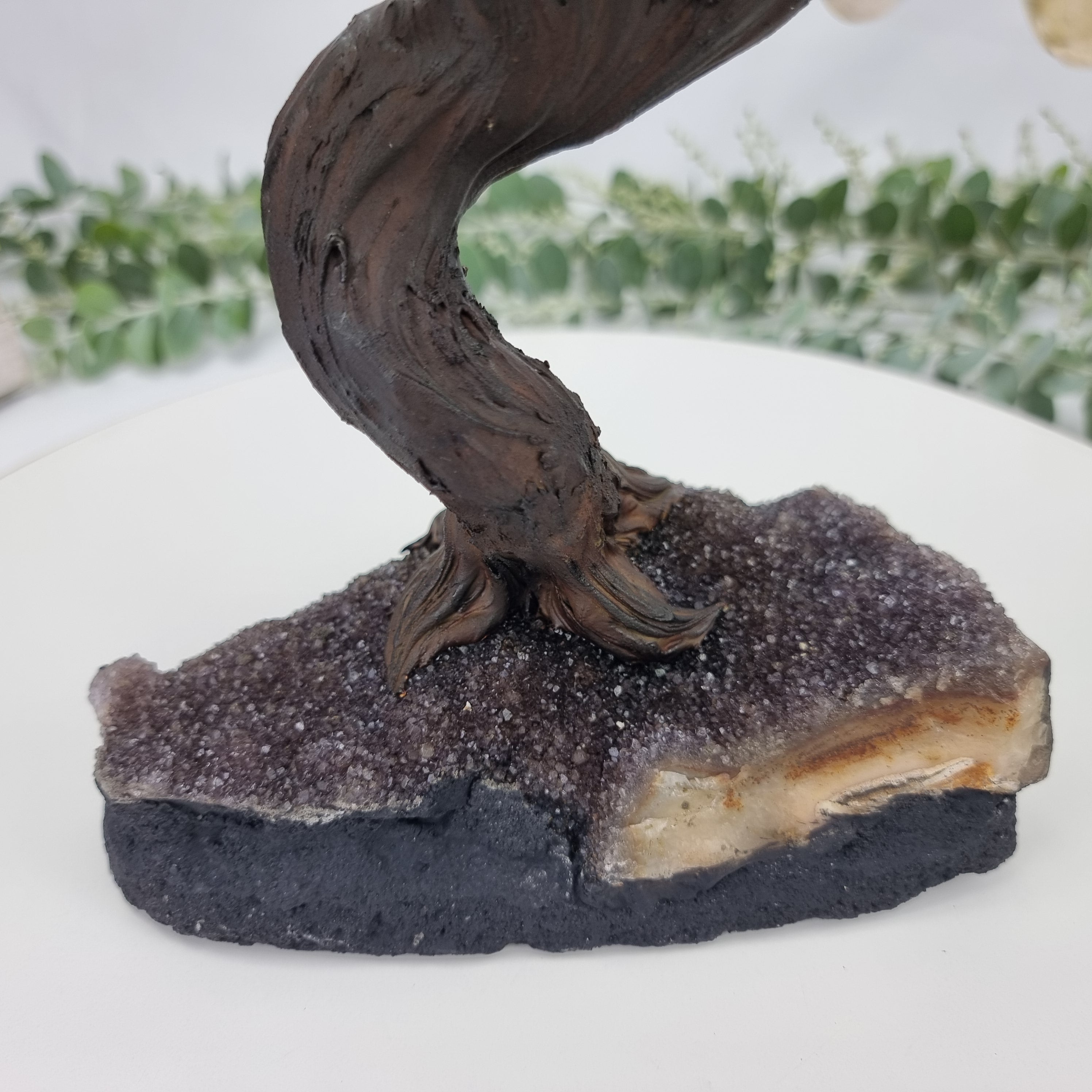 Citrine Gemstone Tree 9" Tall Handmade on a Amethyst base, 120 Gems and 24 Branches