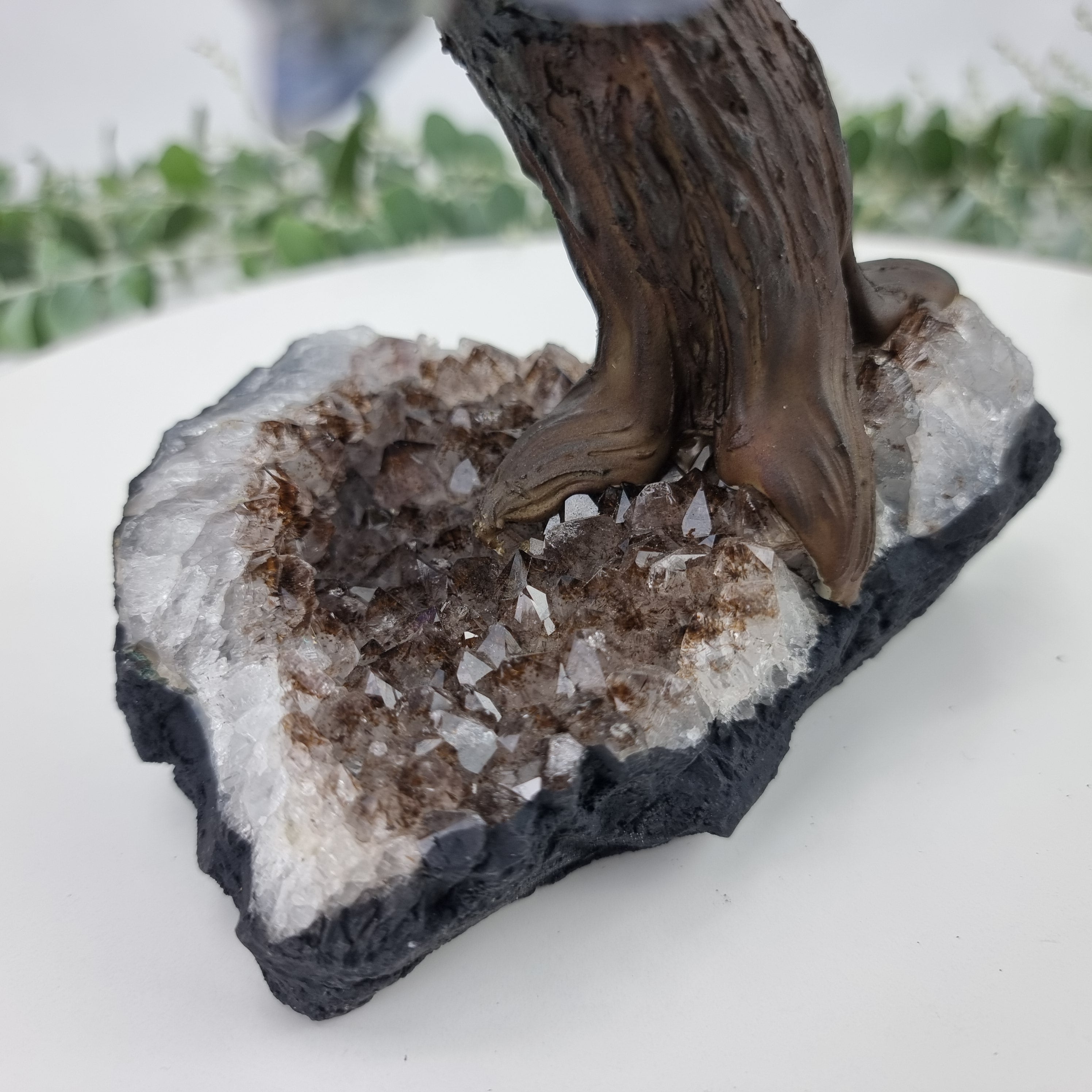 7 Chakra Gemstone Tree 9" Tall Handmade on a Amethyst base, 120 Gems and 24 Branches