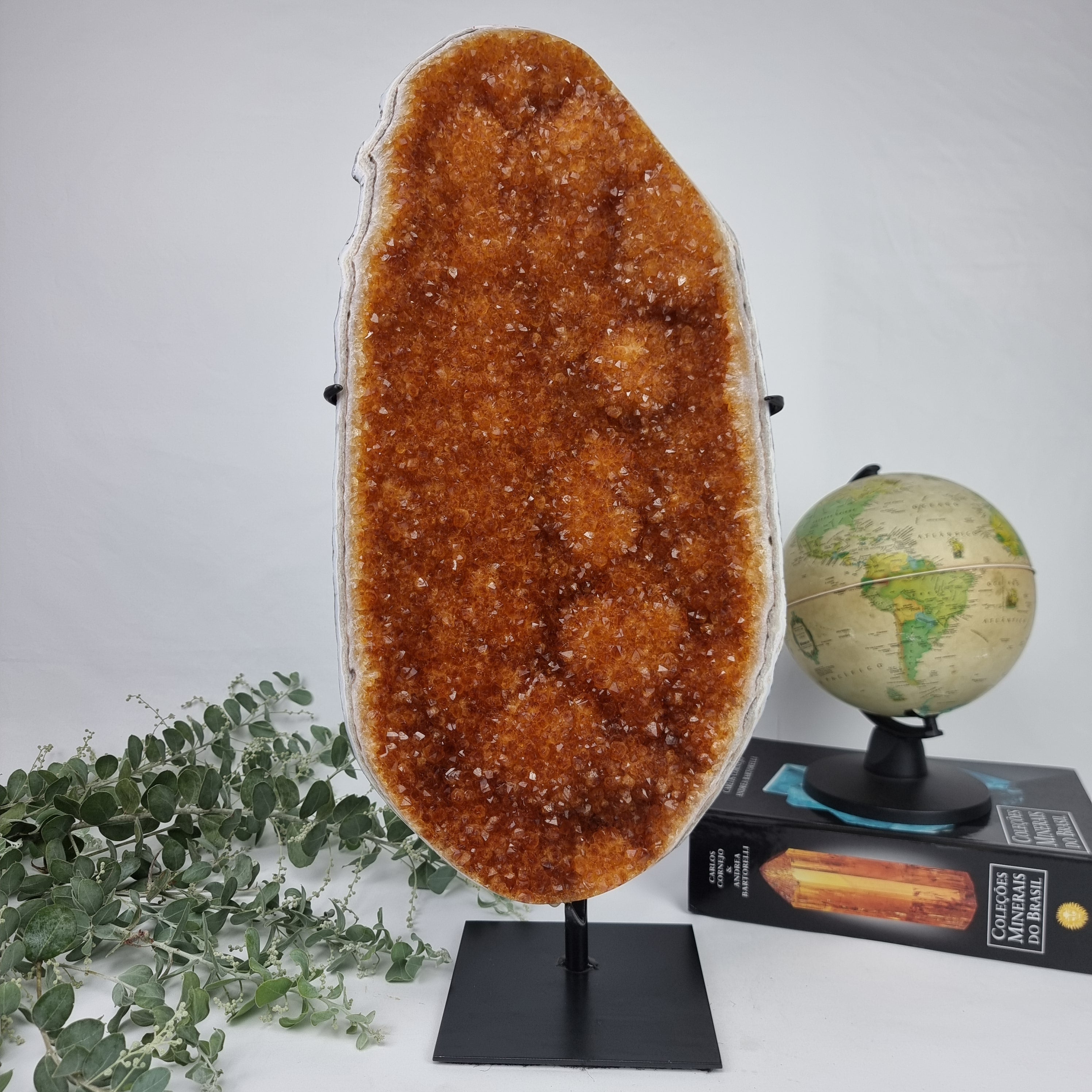 CITRINE Extra Special Druse | Black Iron Base | Weight 6.90 Kgs, Height 51 cm | Handmade Piece BR Crystals