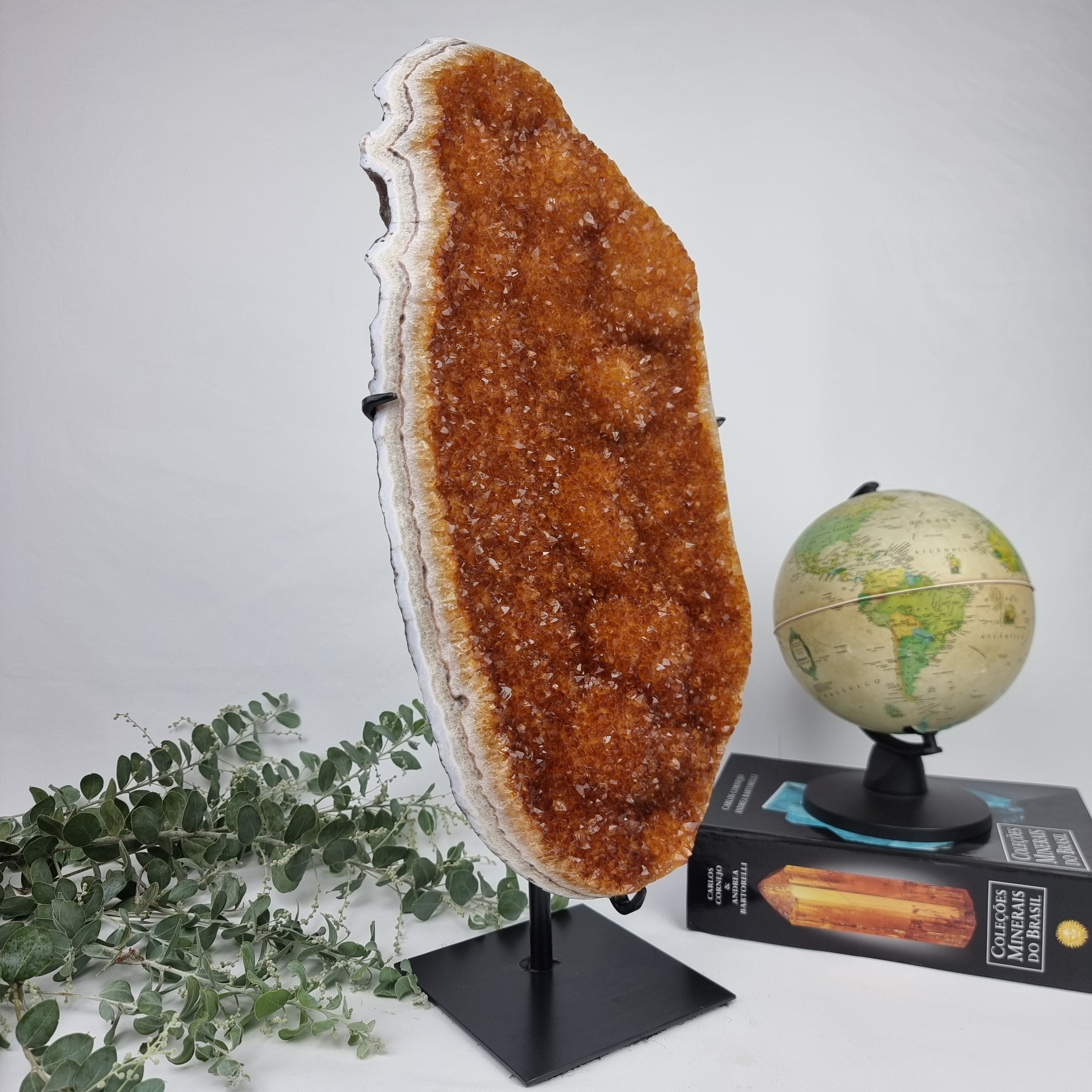 Citrine Crystal Cluster SUPER EXTRA, Metal Stand, 15.21 lbs & 20.08" Tall #by brcrystals