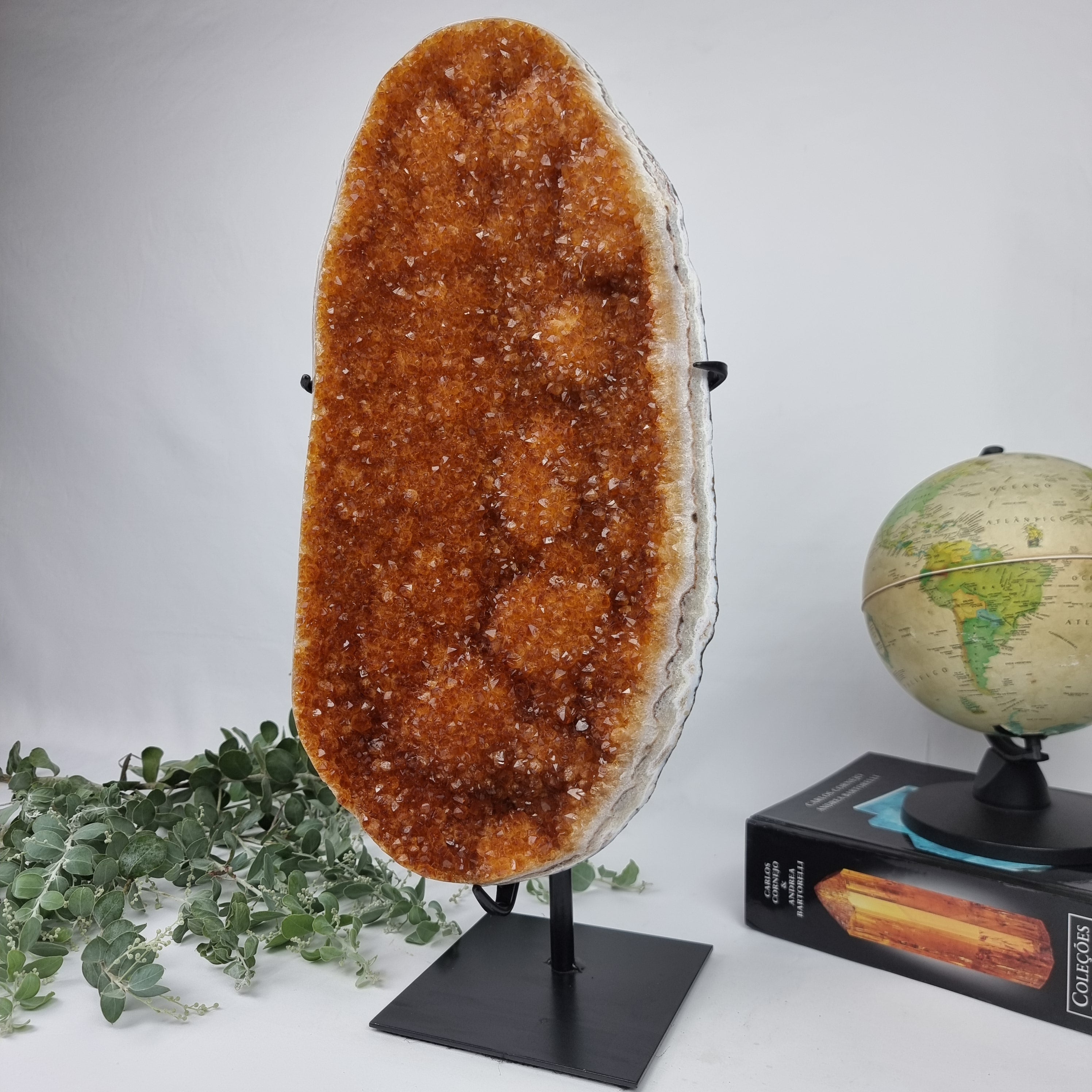 CITRINE Extra Special Druse | Black Iron Base | Weight 6.90 Kgs, Height 51 cm | Handmade Piece BR Crystals