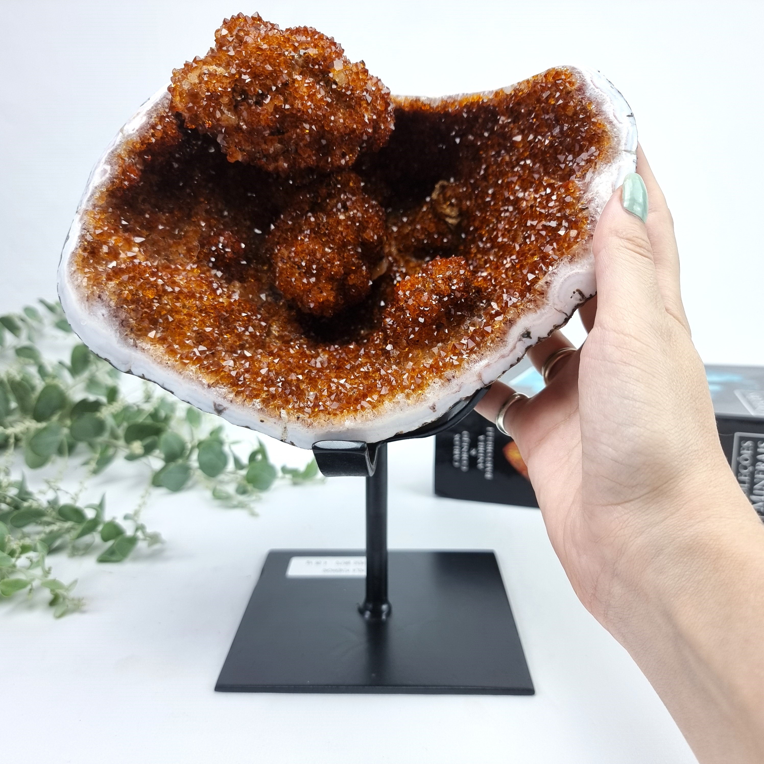 Citrine Crystal Cluster SUPER EXTRA, Metal Stand, 8.95 lbs & 9.45" Tall #by brcrystals