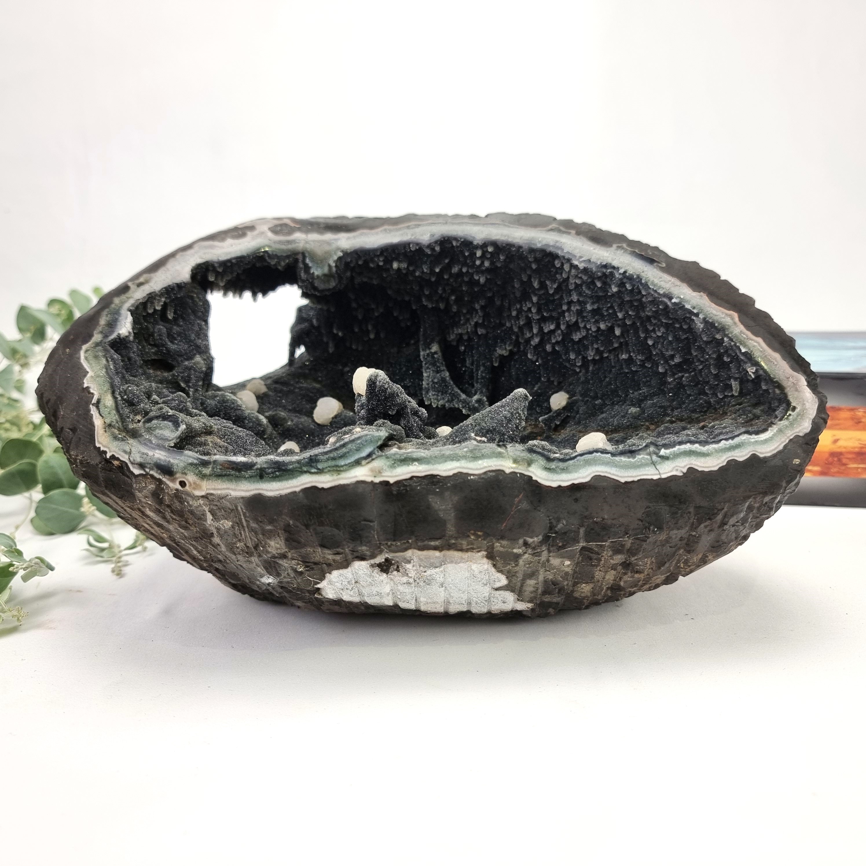 Exotic Crystal Cave - Unique Black Crystal Geode - Crystal Geode Cave -  12.6 lbs # brcrystals