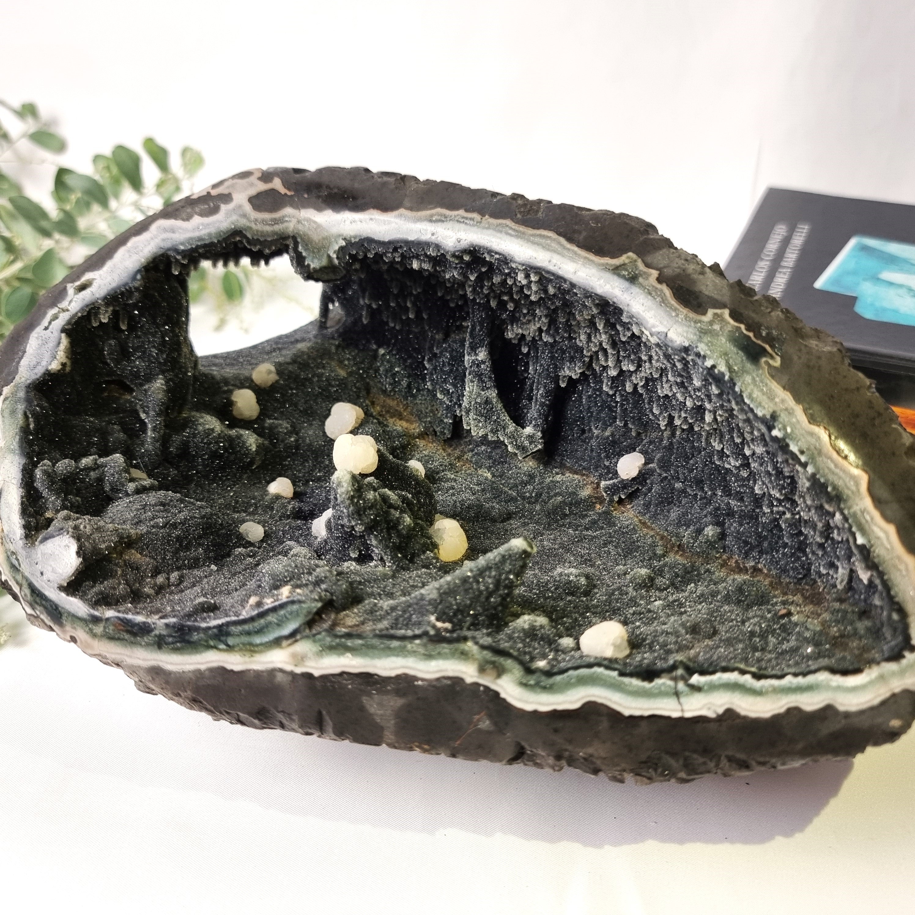 Exotic Crystal Cave - Unique Black Crystal Geode - Crystal Geode Cave - 12.6 lbs # brcrystals