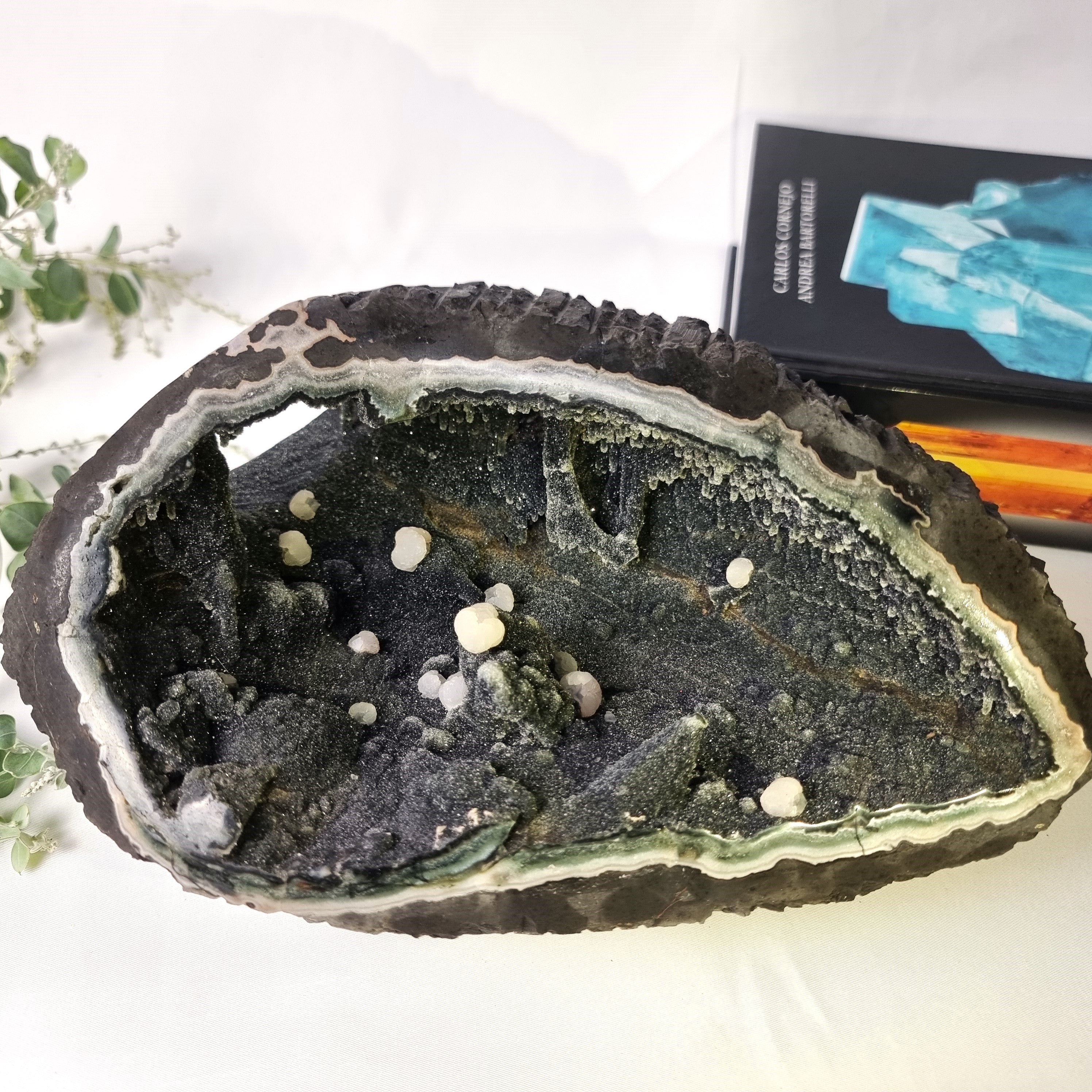 Exotic Crystal Cave - Unique Black Crystal Geode - Crystal Geode Cave - 12.6 lbs # brcrystals