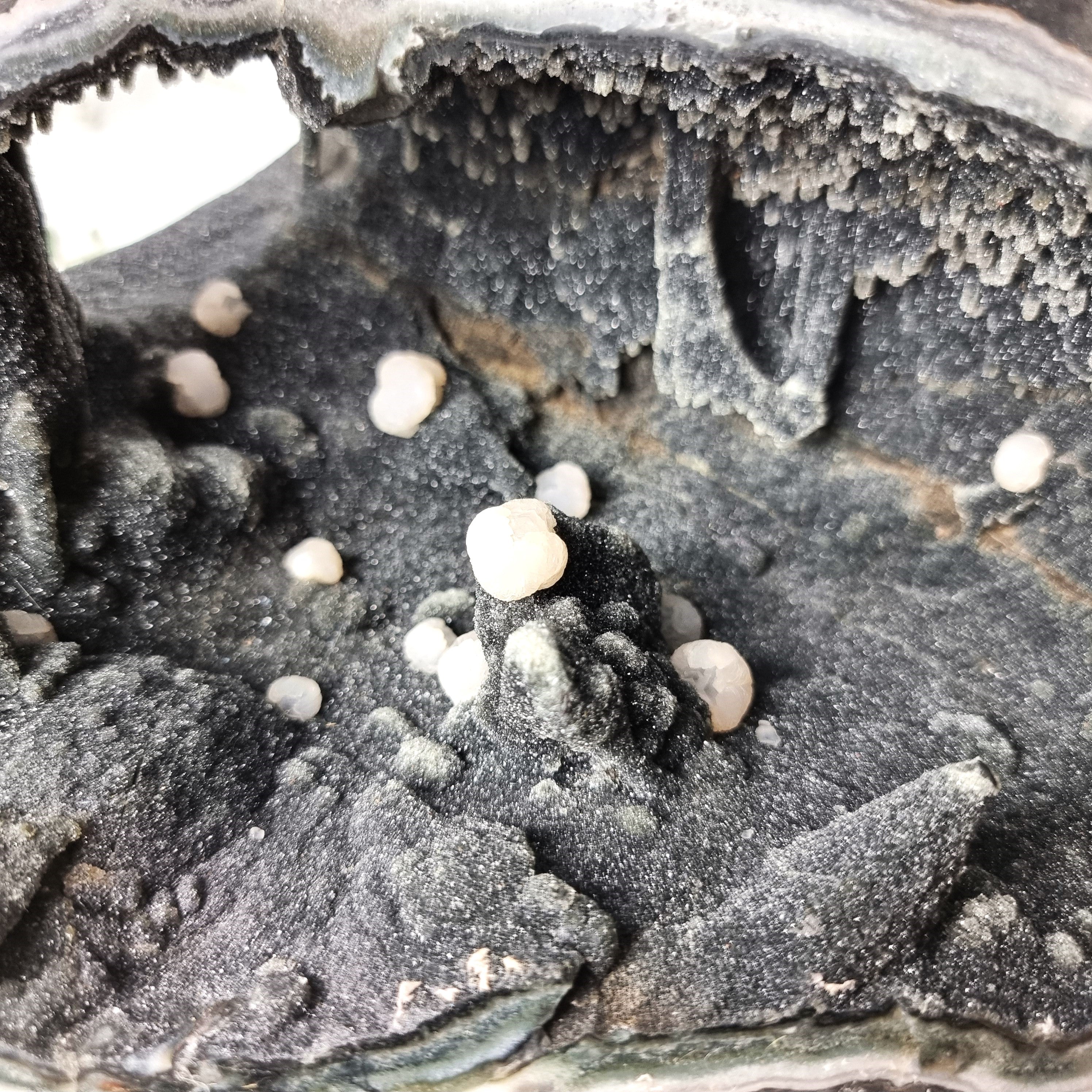 Exotic Crystal Cave - Unique Black Crystal Geode - Crystal Geode Cave - 12.6 lbs # brcrystals