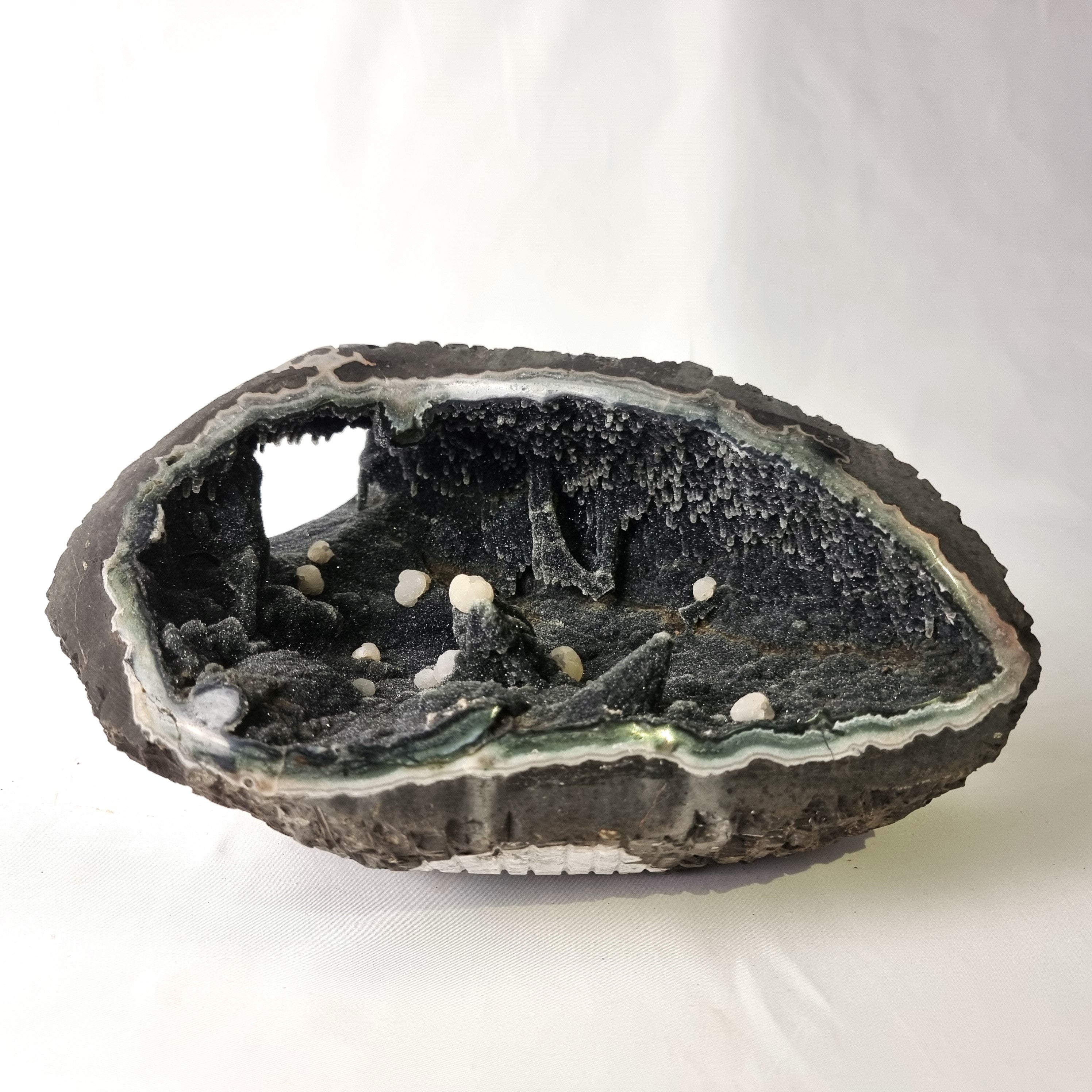 Exotic Crystal Cave - Unique Black Crystal Geode - Crystal Geode Cave - 12.6 lbs # brcrystals