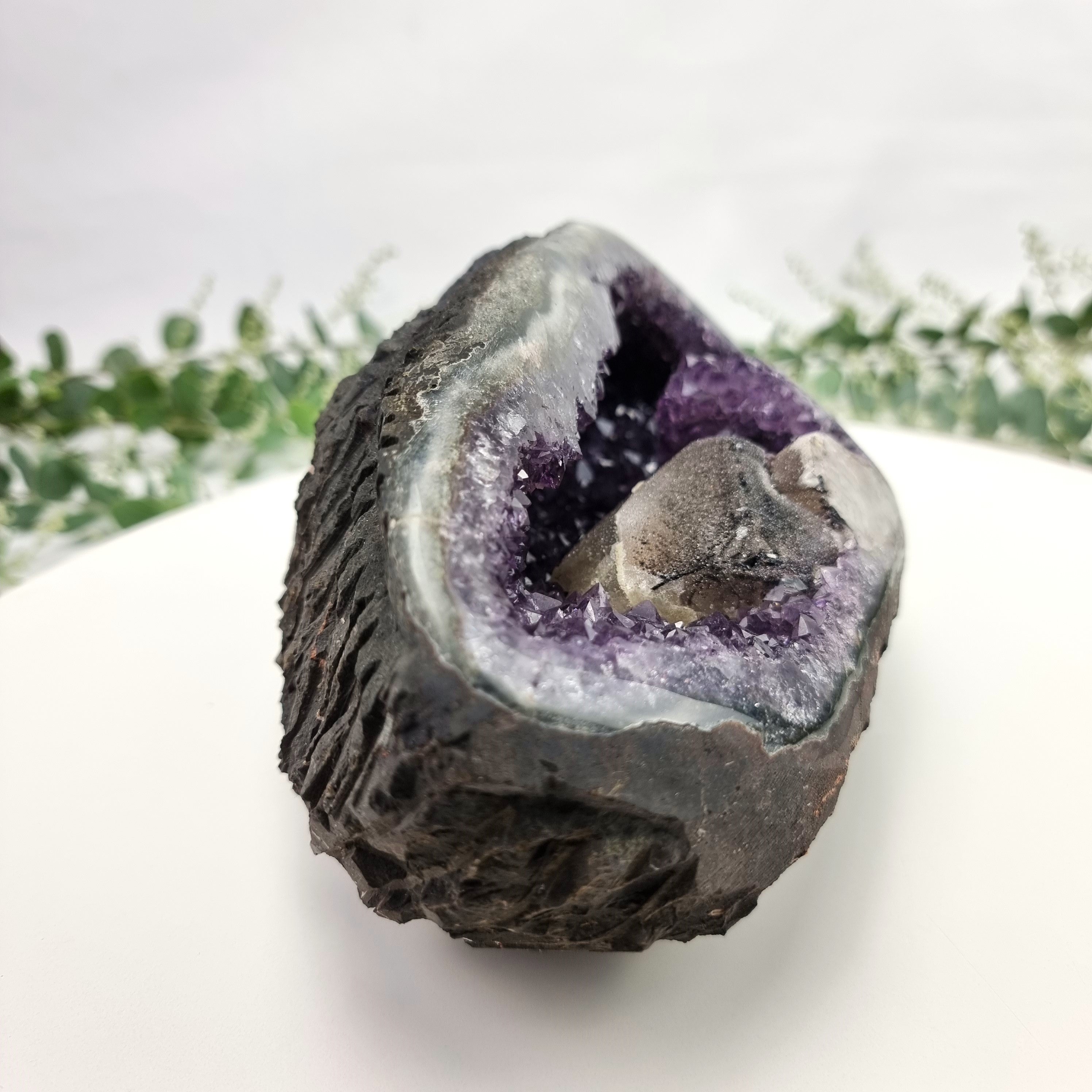 Exotic Crystal Cave - Unique Black Crystal Geode - Crystal Geode Cave - 6.06 lbs, # brcrystals