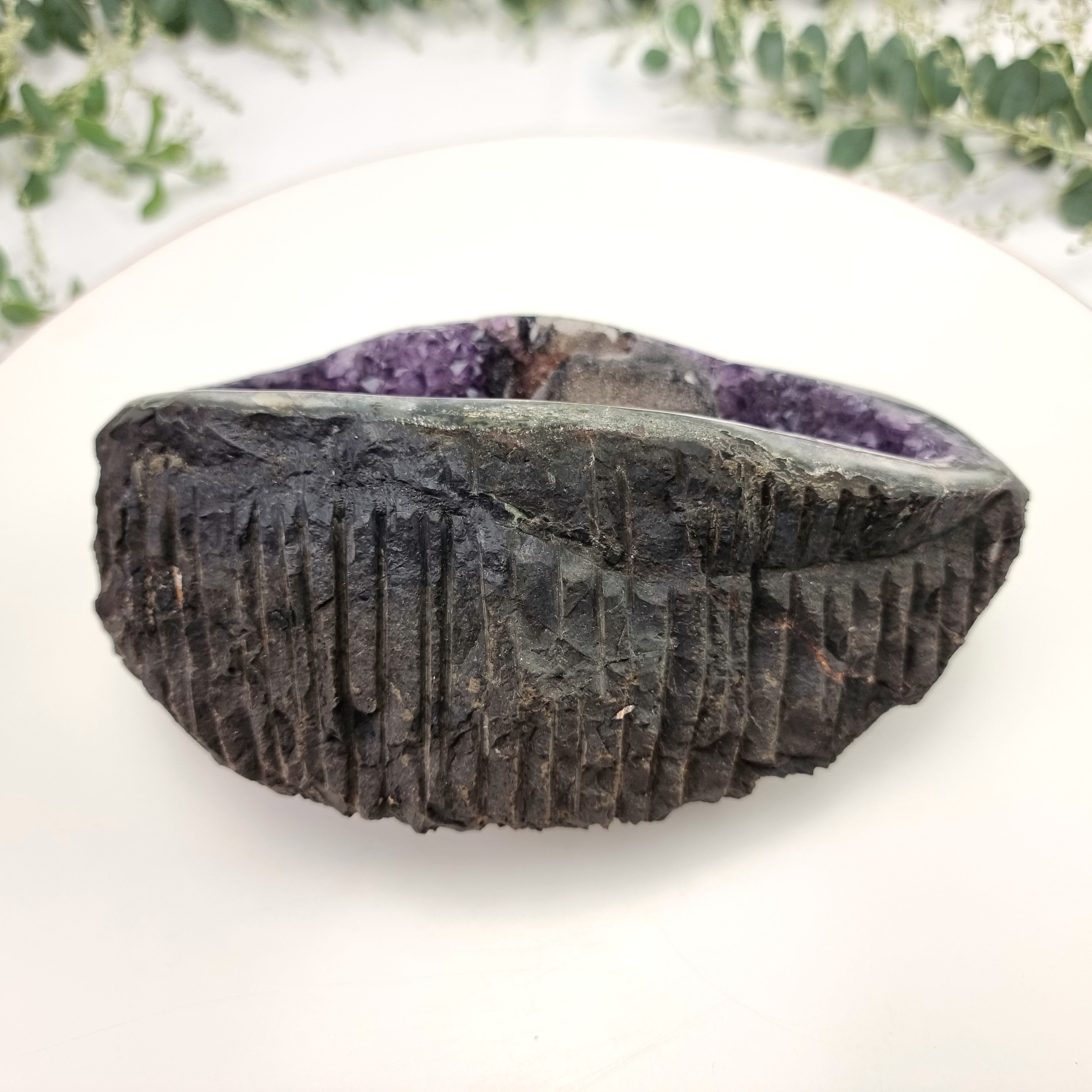 Exotic Crystal Cave - Unique Black Crystal Geode - Crystal Geode Cave - 6.06 lbs, # brcrystals