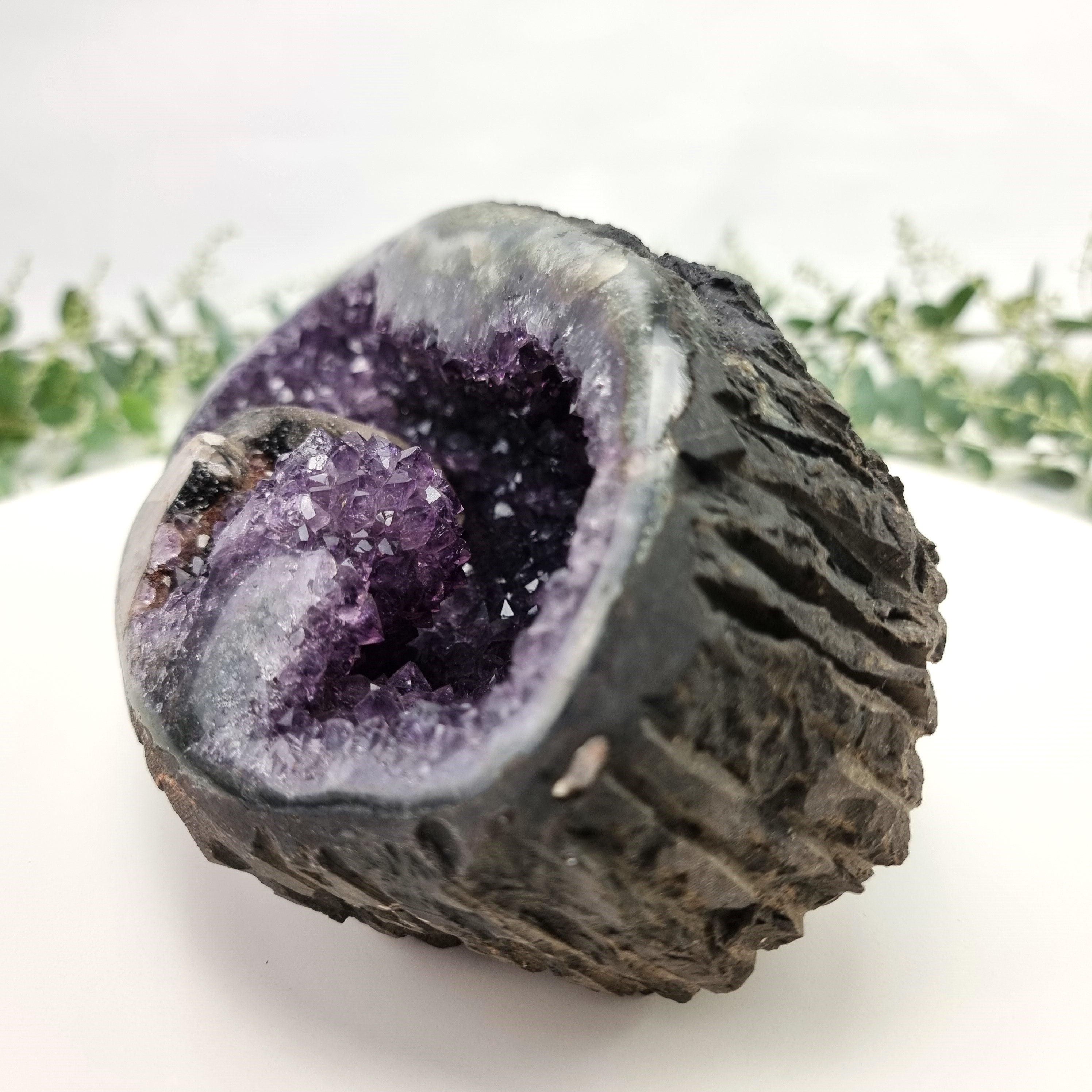 Exotic Crystal Cave - Unique Black Crystal Geode - Crystal Geode Cave - 6.06 lbs, # brcrystals