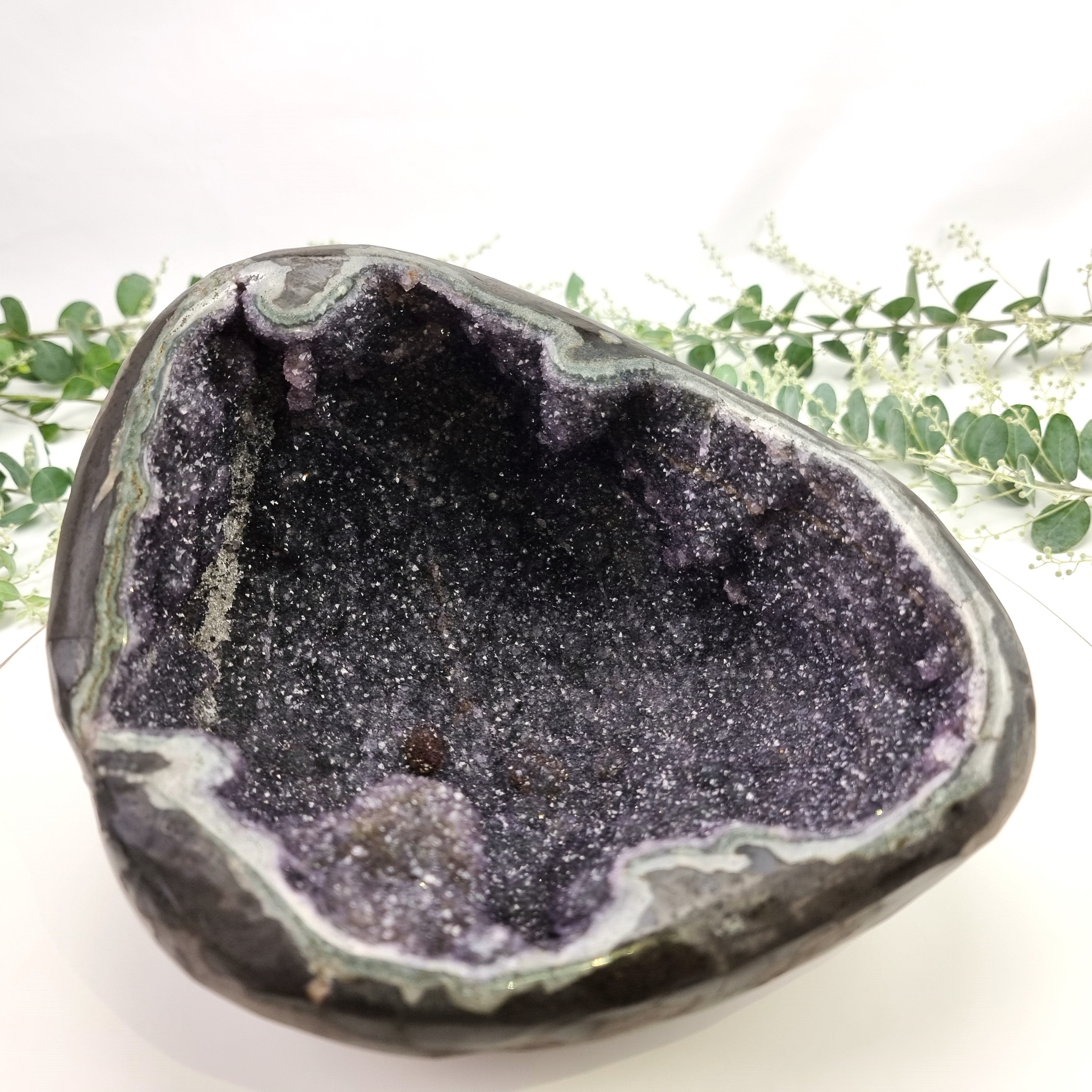 Exotic Crystal Cave - Unique Black Crystal Geode - Crystal Geode Cave -  8.38 lbs # brcrystals