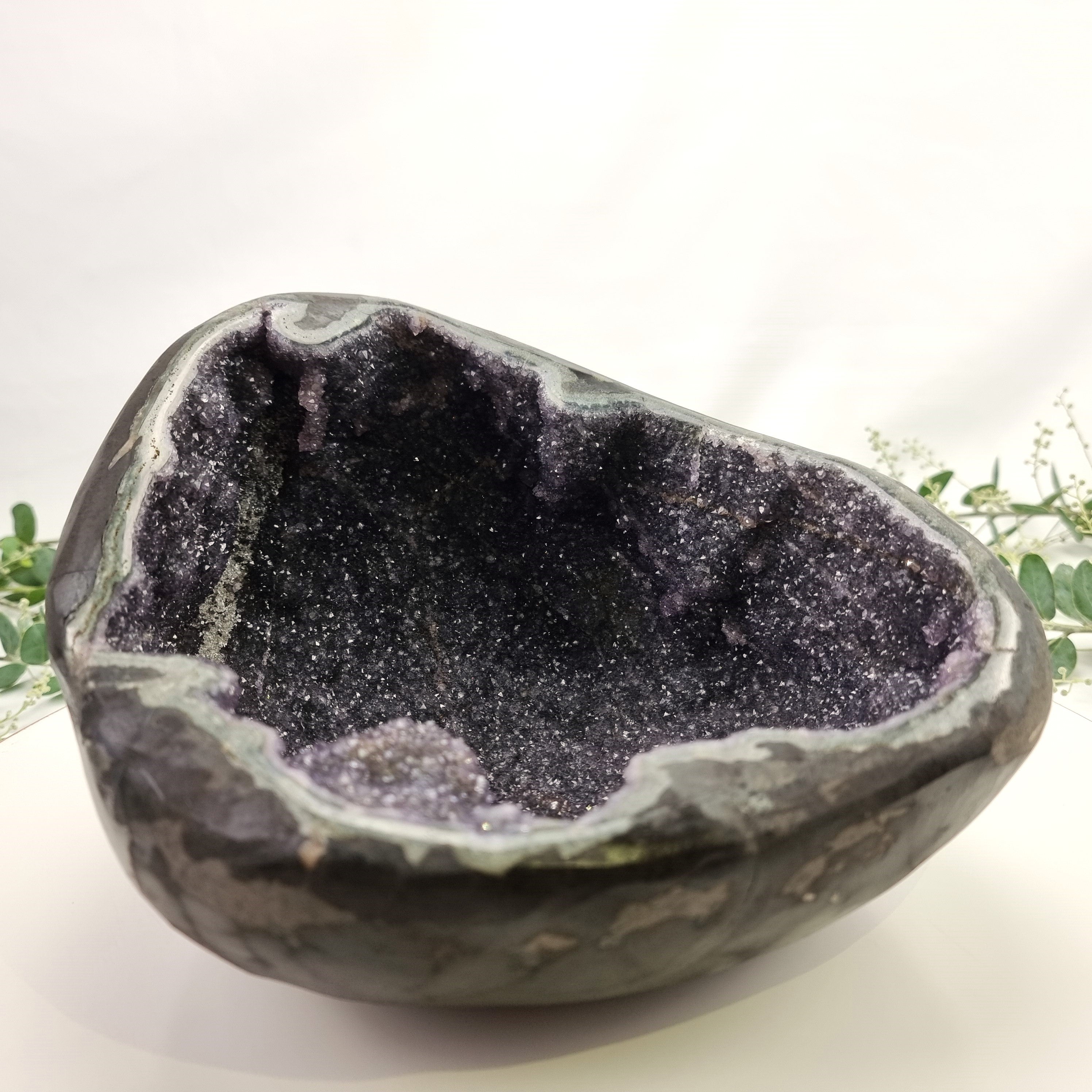 Exotic Crystal Cave - Unique Black Crystal Geode - Crystal Geode Cave - 8.38 lbs # brcrystals