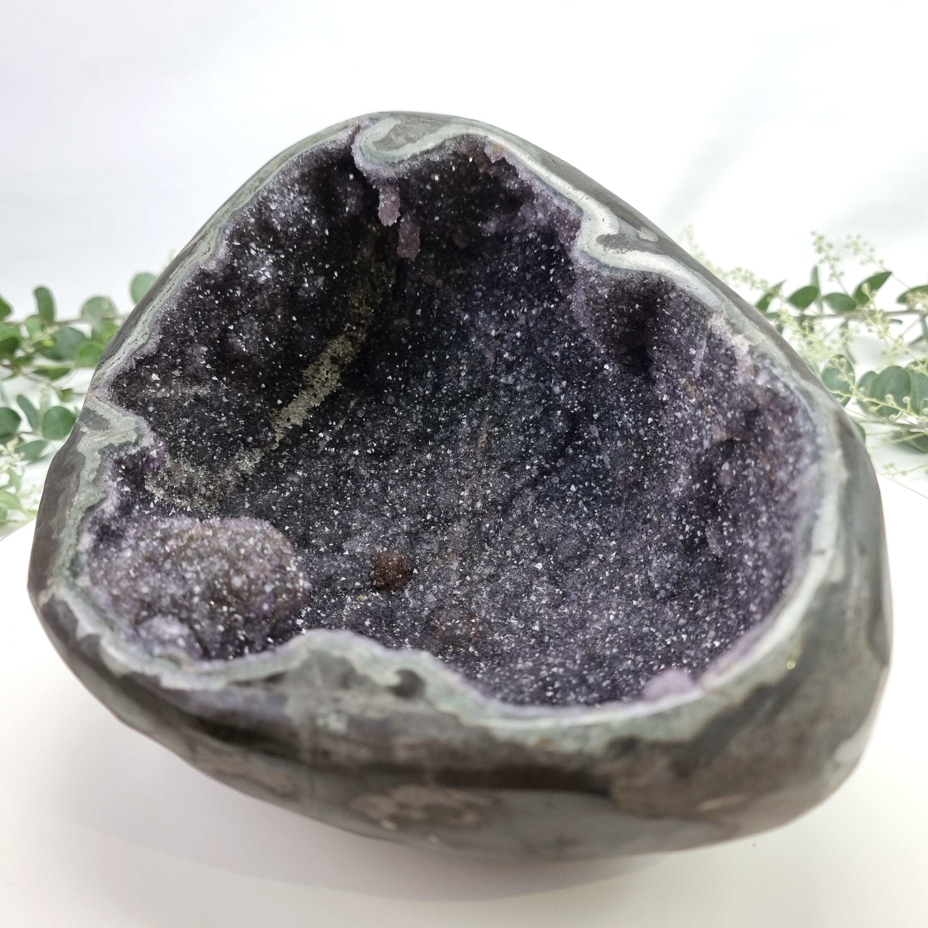 Exotic Crystal Cave - Unique Black Crystal Geode - Crystal Geode Cave - 8.38 lbs # brcrystals
