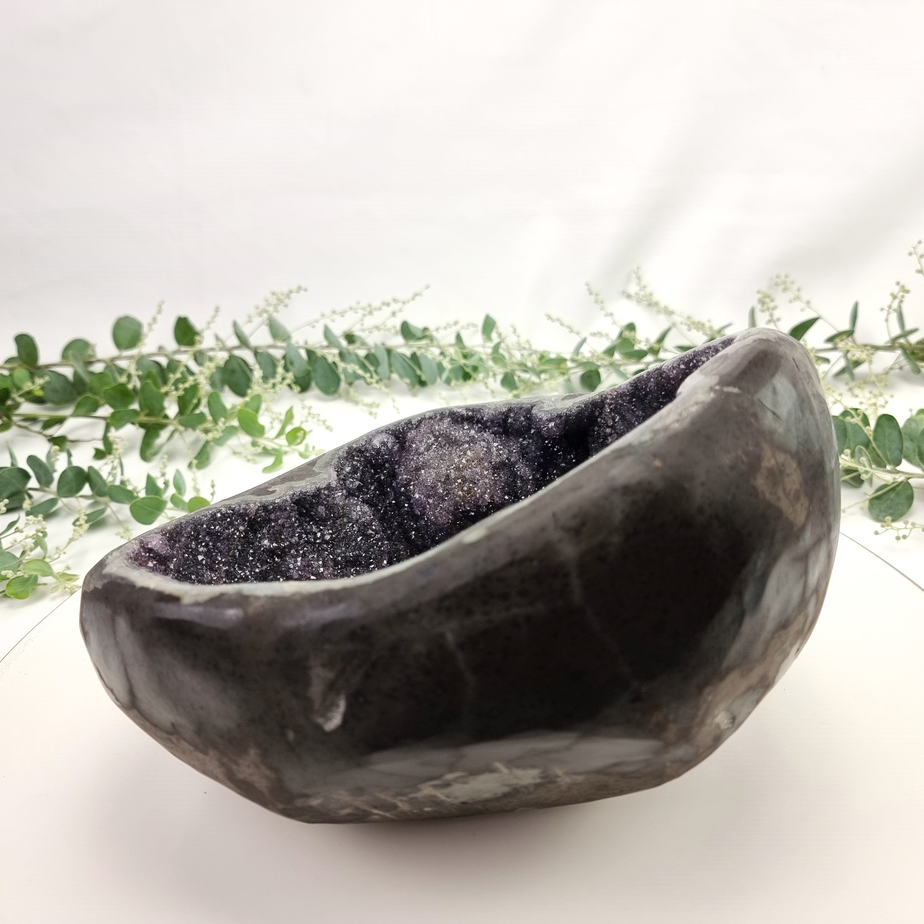 Exotic Crystal Cave - Unique Black Crystal Geode - Crystal Geode Cave - 8.38 lbs # brcrystals