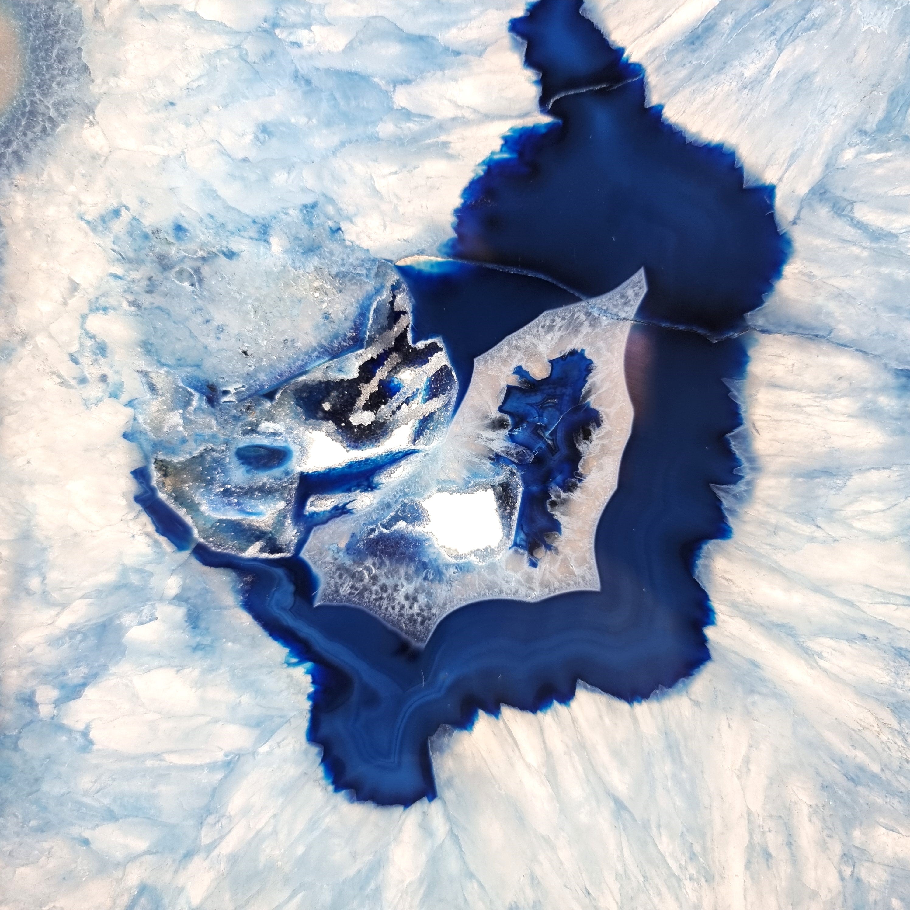 Blue Agate Slabs Super Special on Rotating Stand - Set of 2, Piece Unique