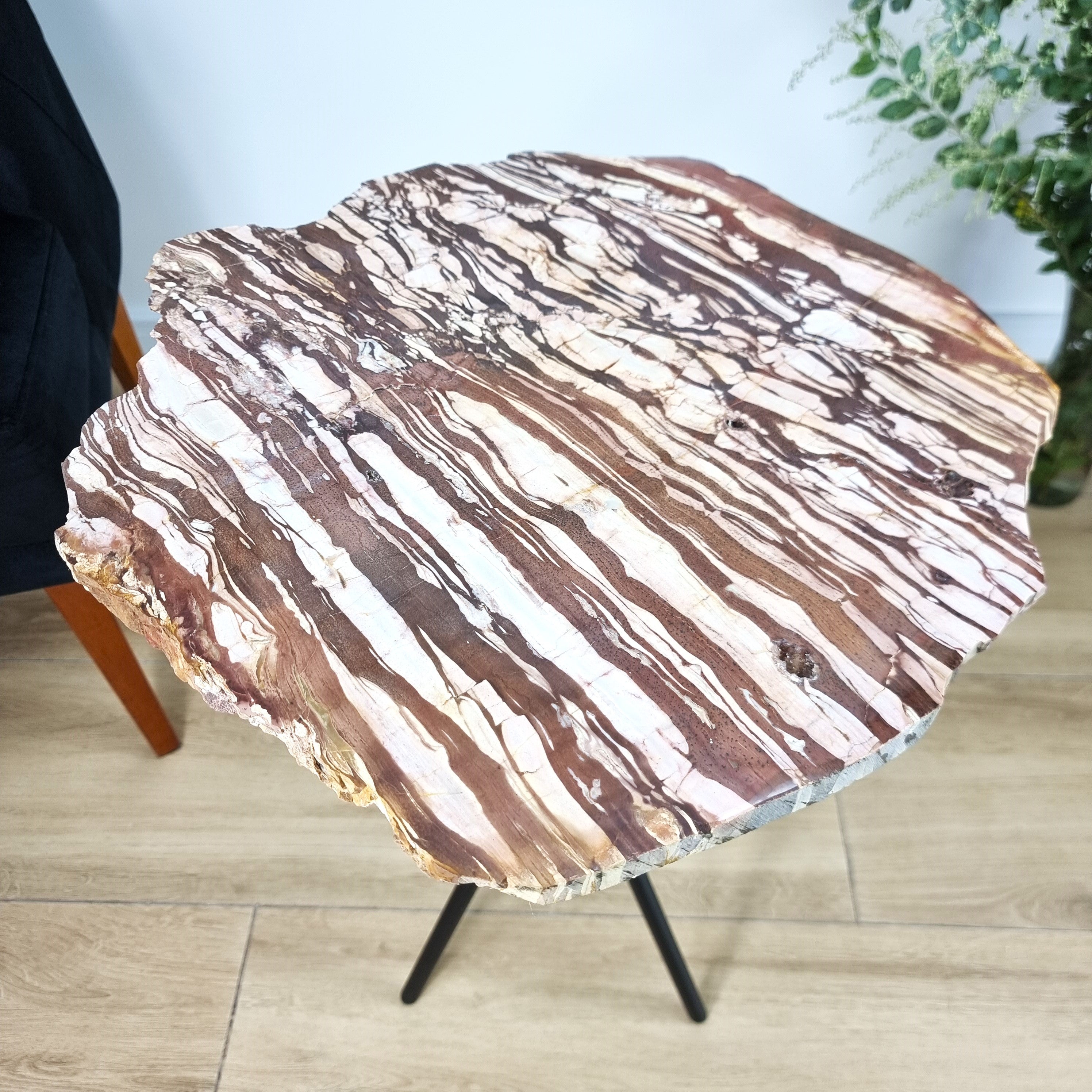 Jasper Side Table - Jasper Stone Table Top with with Black legs 23 inches high, total weight 15 pounds