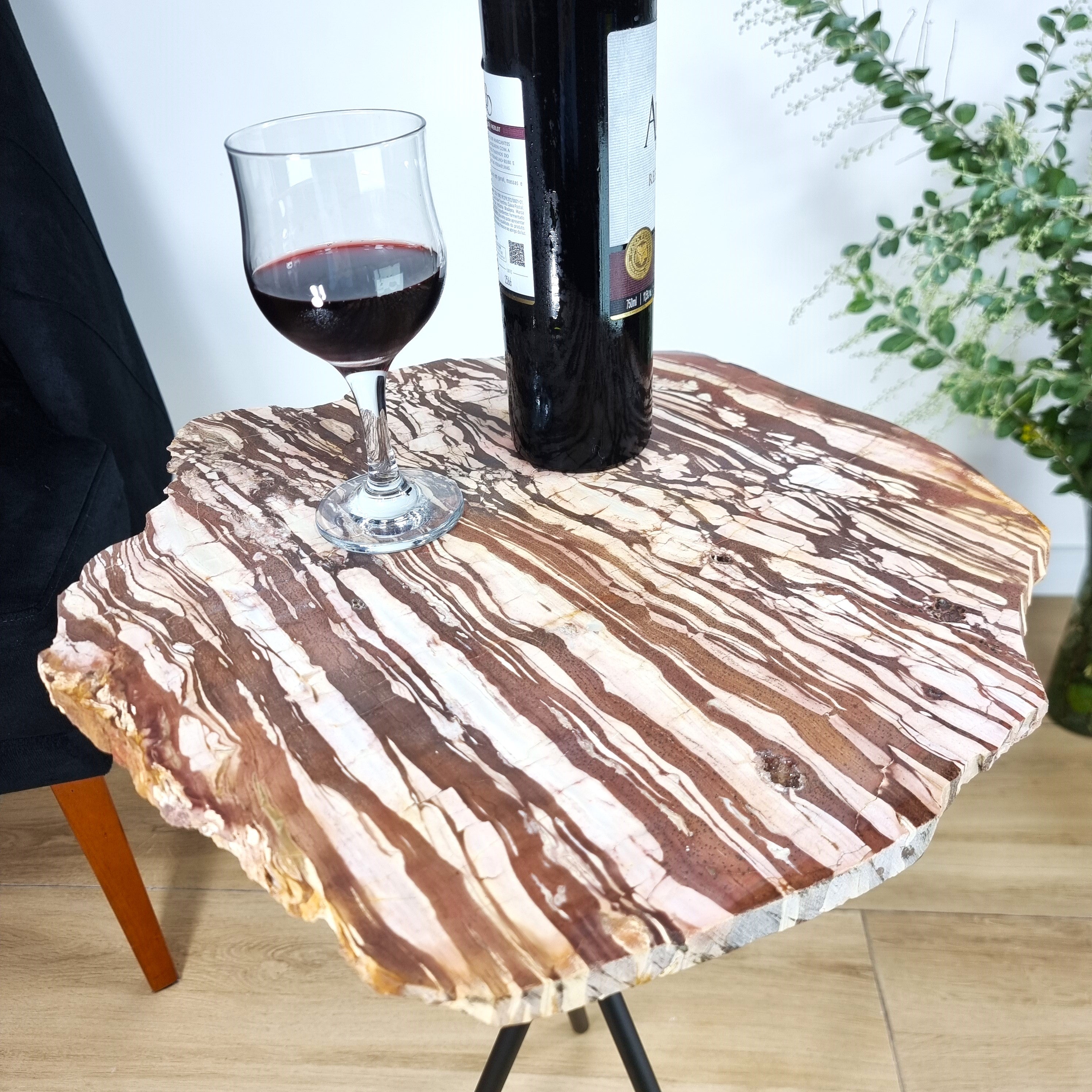 Jasper Side Table - Jasper Stone Table Top with with Black legs 23 inches high, total weight 15 pounds