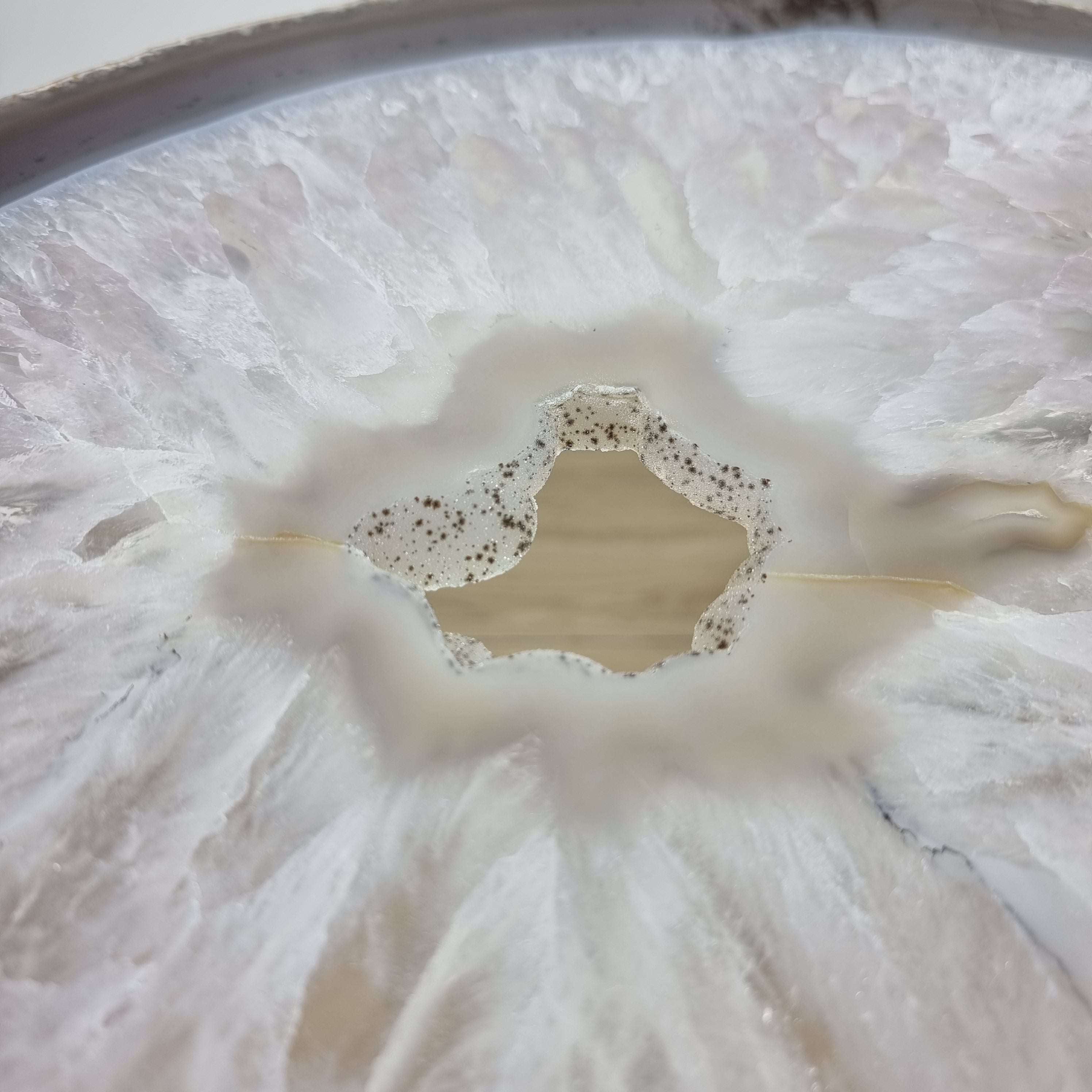 Natural Agate Side Table - Crystal End Table Silver legs 23 inches high, total weight 9.4 pounds