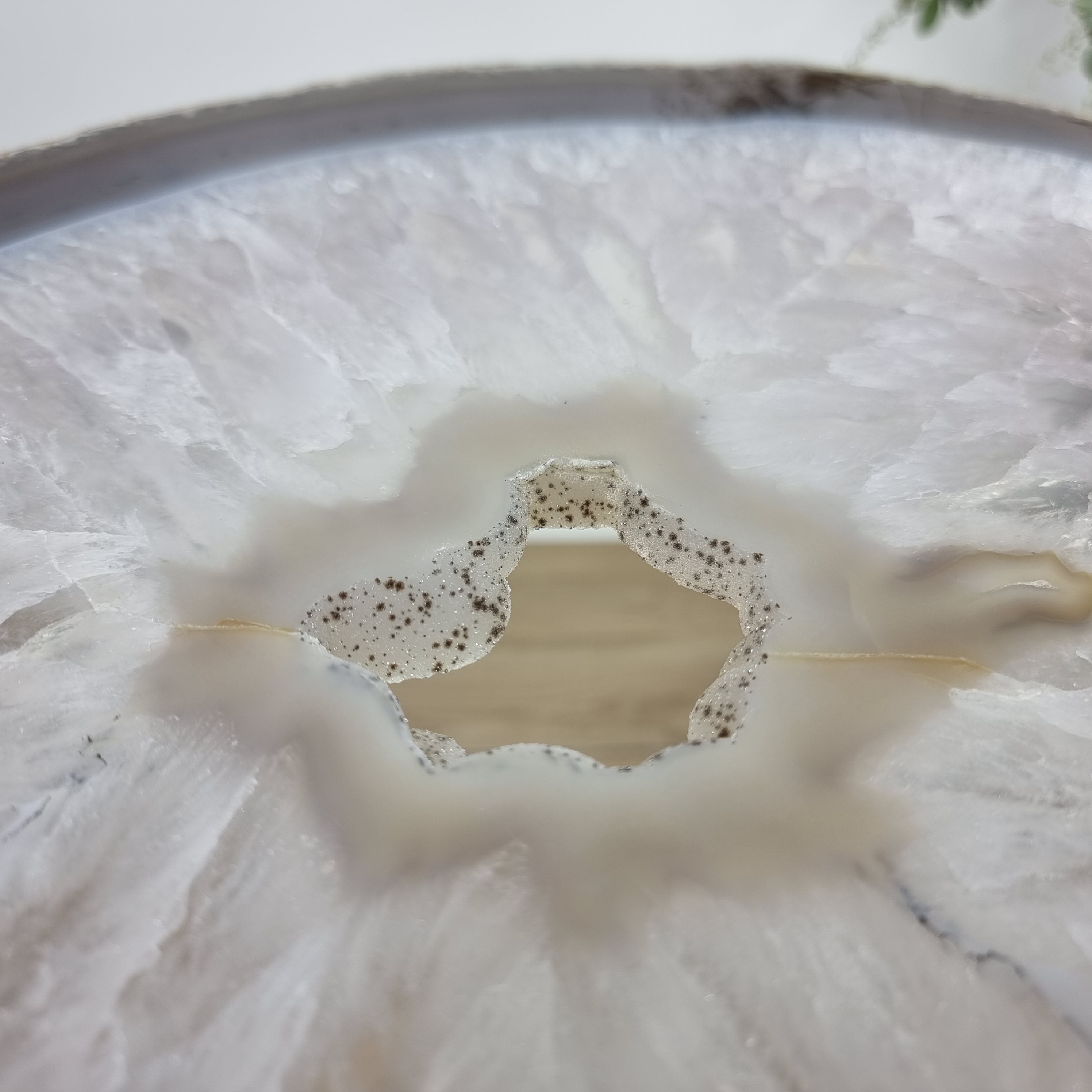 Natural Agate Side Table - Crystal End Table Silver legs 23 inches high, total weight 9.4 pounds