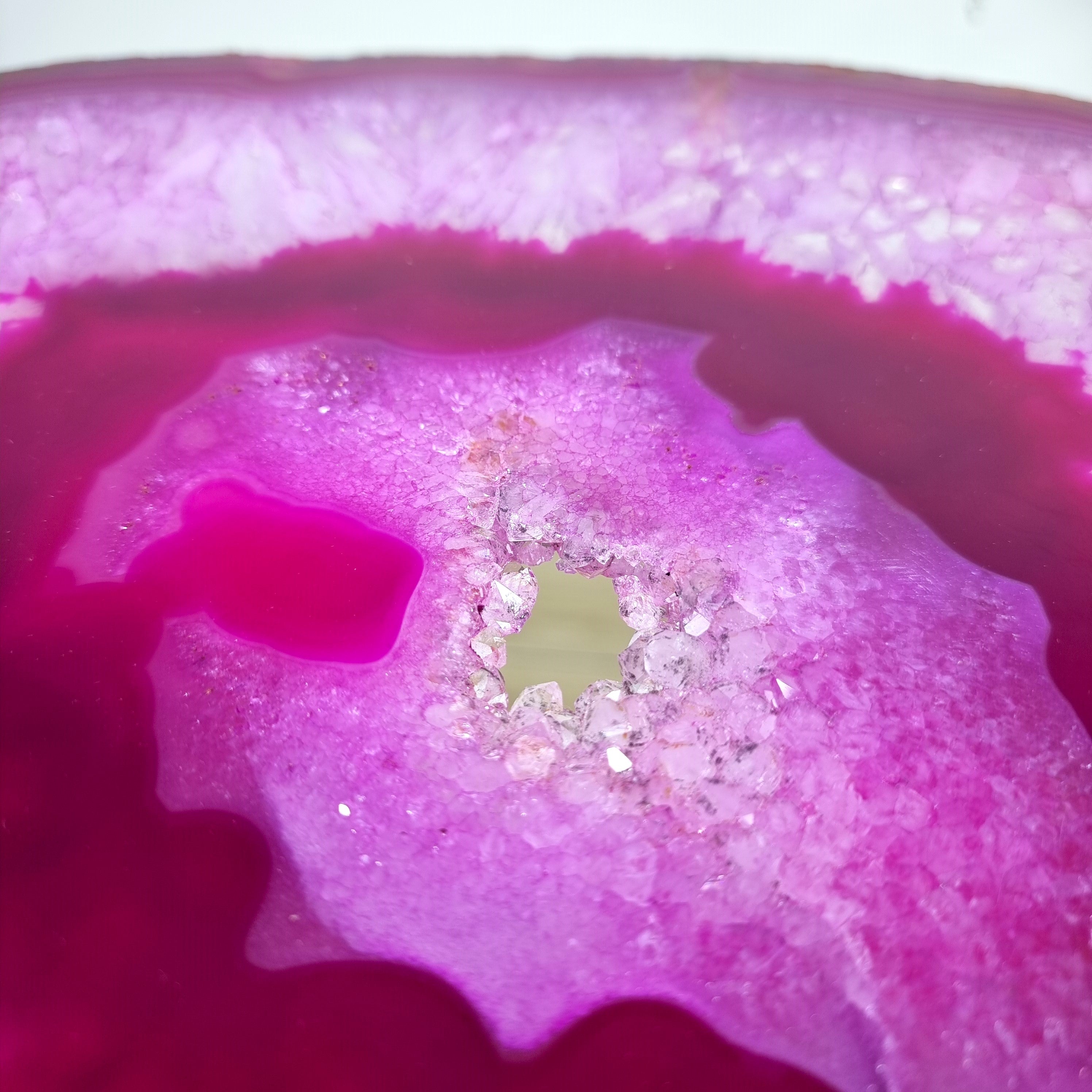 Pink Agate Side Table - Pink Crystal End Table golden legs 23 inches high, total weight 11 pounds