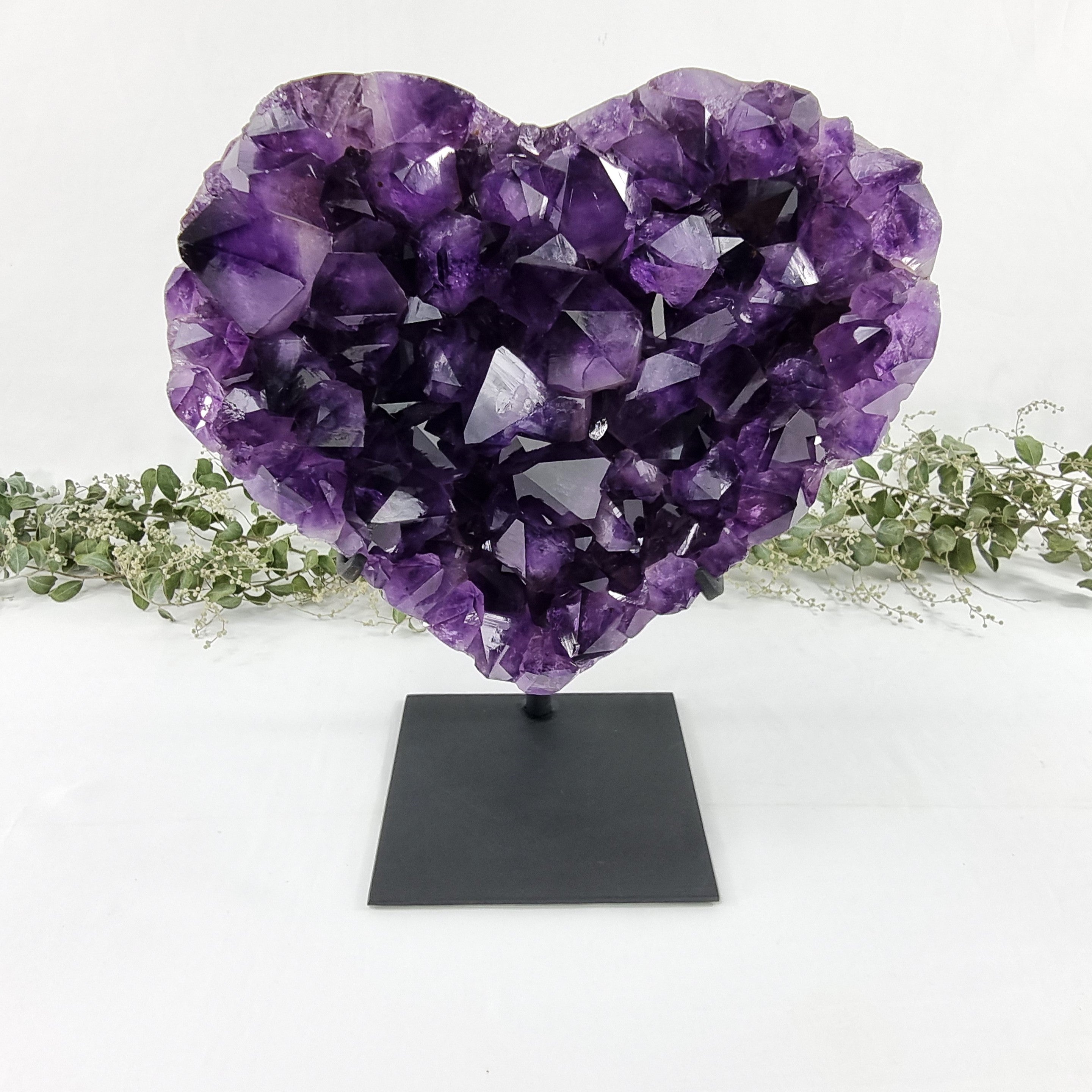 Amethyst Heart Geode, Extra Quality, metal stand, 13.6 lbs & 11.85" Tall #by Brcrystals