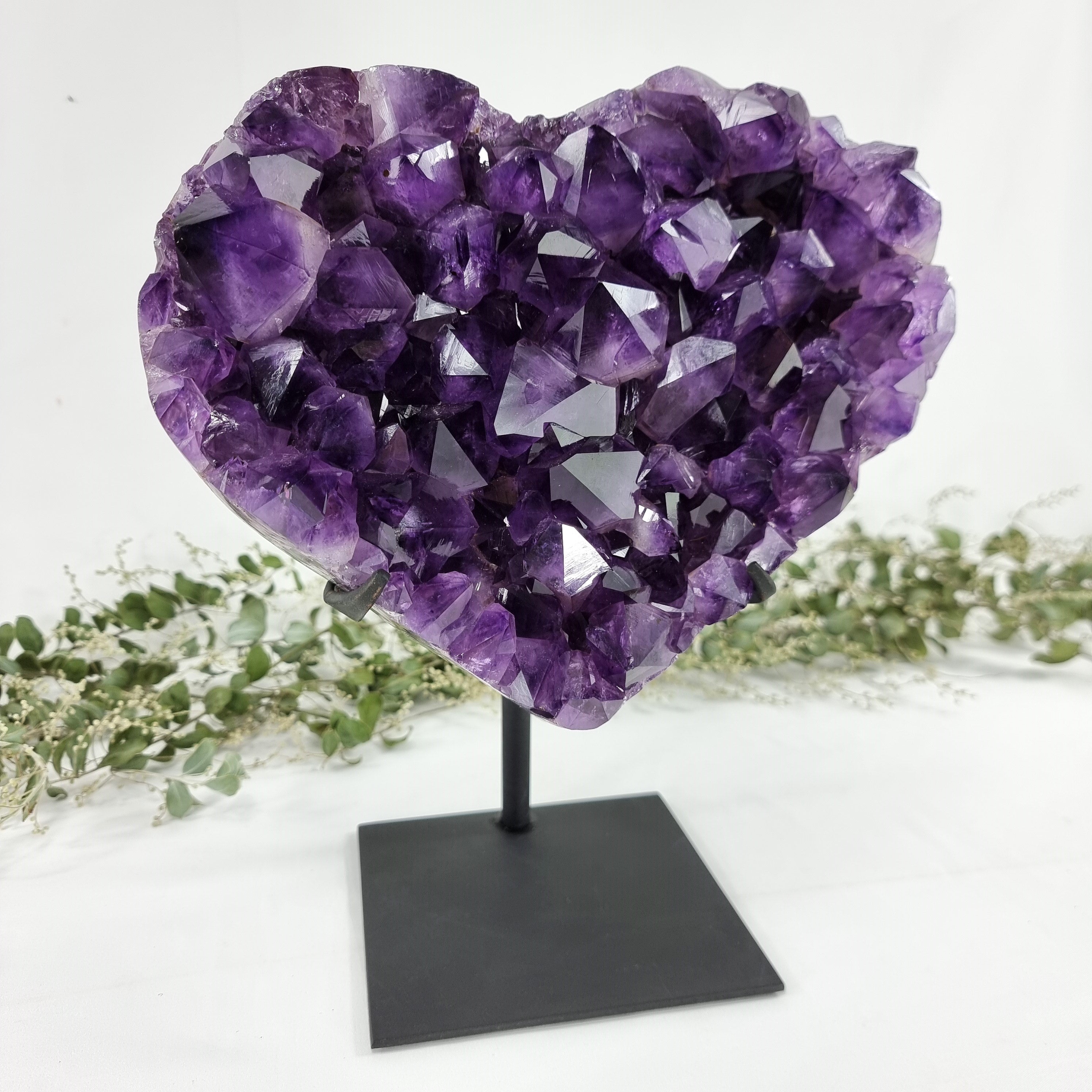 Amethyst Heart Geode, Extra Quality, metal stand, 13.6 lbs & 11.85" Tall #by Brcrystals