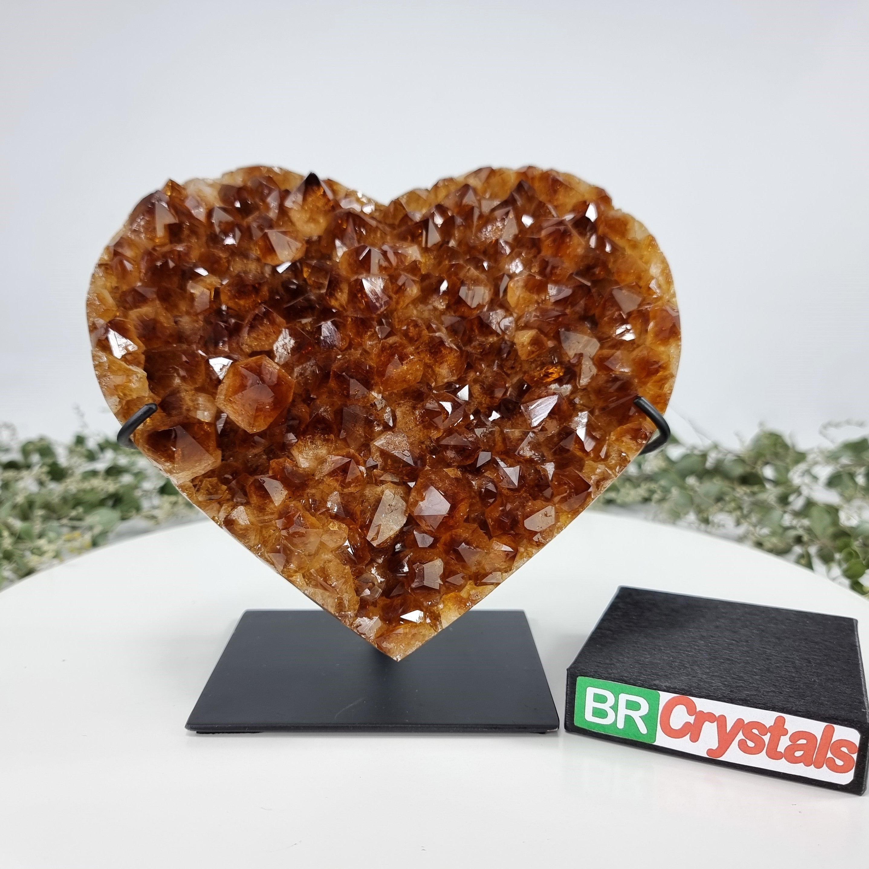 Citrine Heart Geode, Extra Quality, metal stand, 6.57 lbs & 7.87" Tall #by Brcrystals