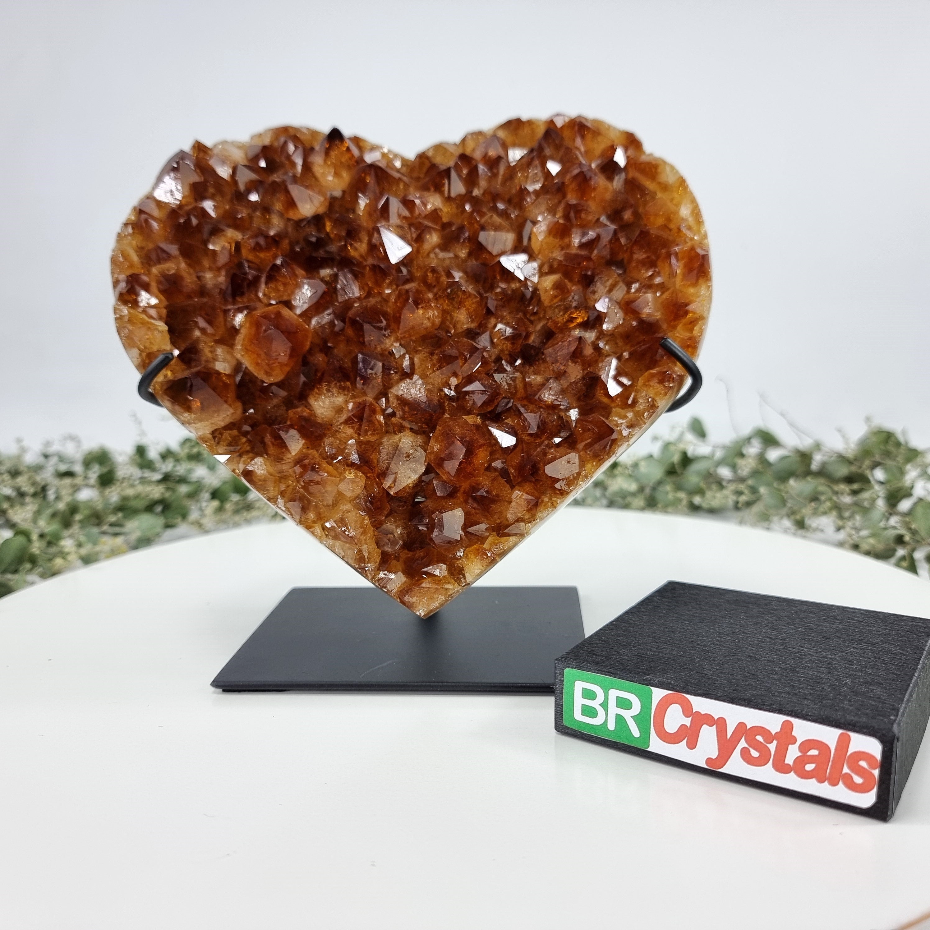Citrine Heart Geode, Extra Quality, metal stand, 6.57 lbs & 7.87" Tall #by Brcrystals
