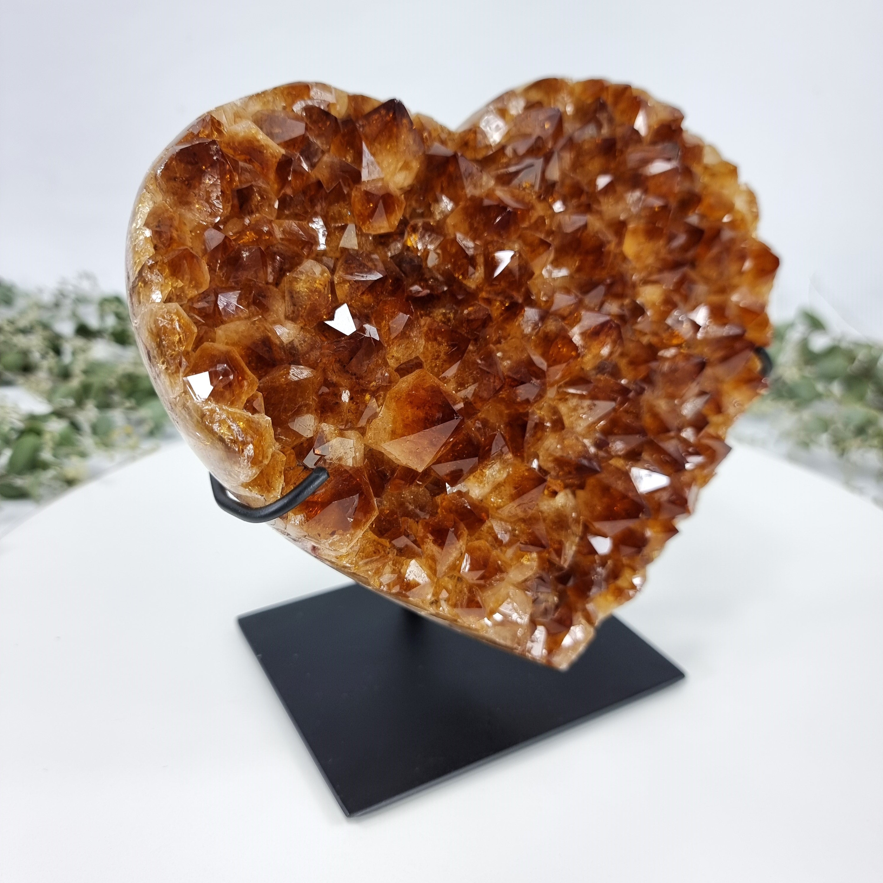 Citrine Heart Geode, Extra Quality, metal stand, 6.57 lbs & 7.87" Tall #by Brcrystals