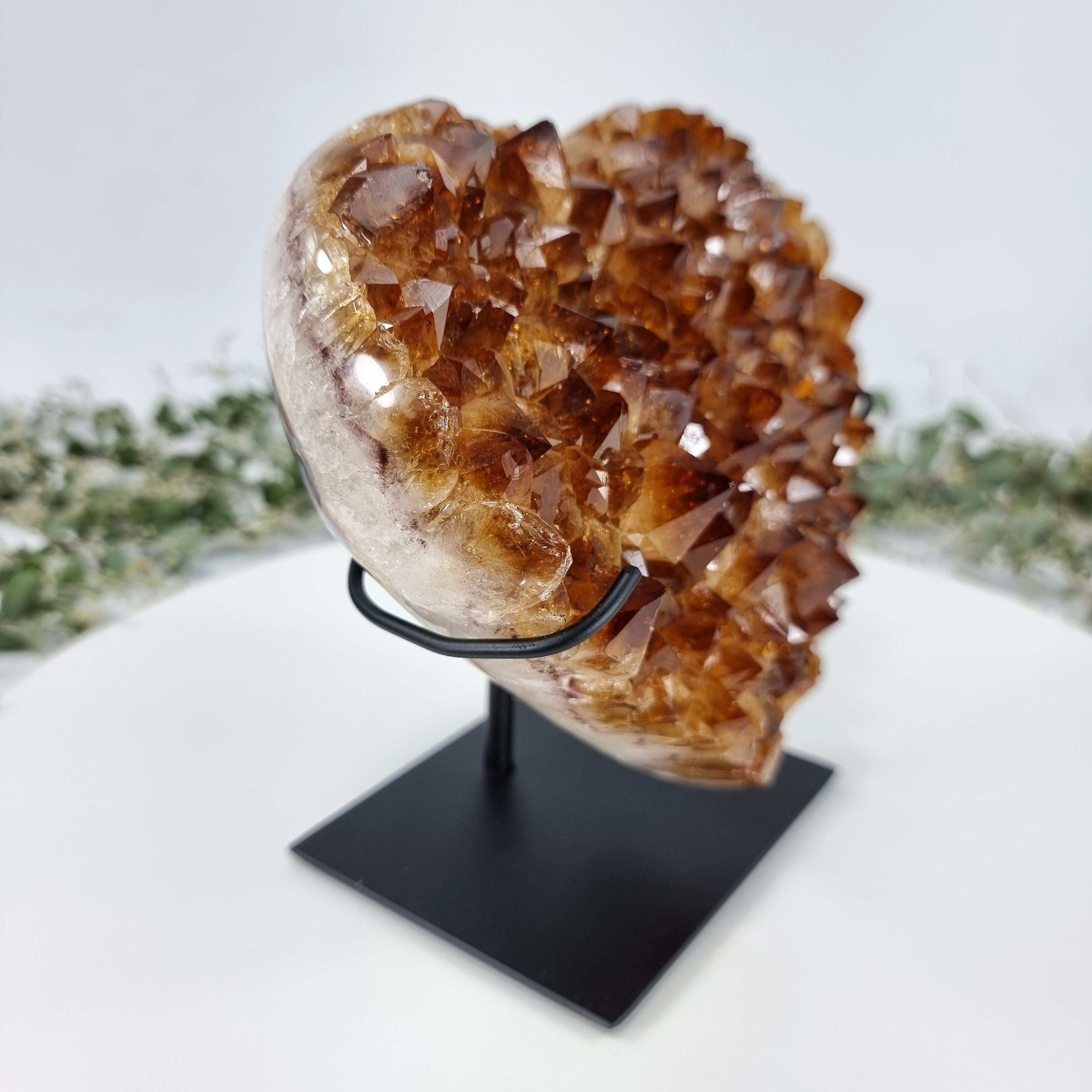 Citrine Heart Geode, Extra Quality, metal stand, 6.57 lbs & 7.87" Tall #by Brcrystals