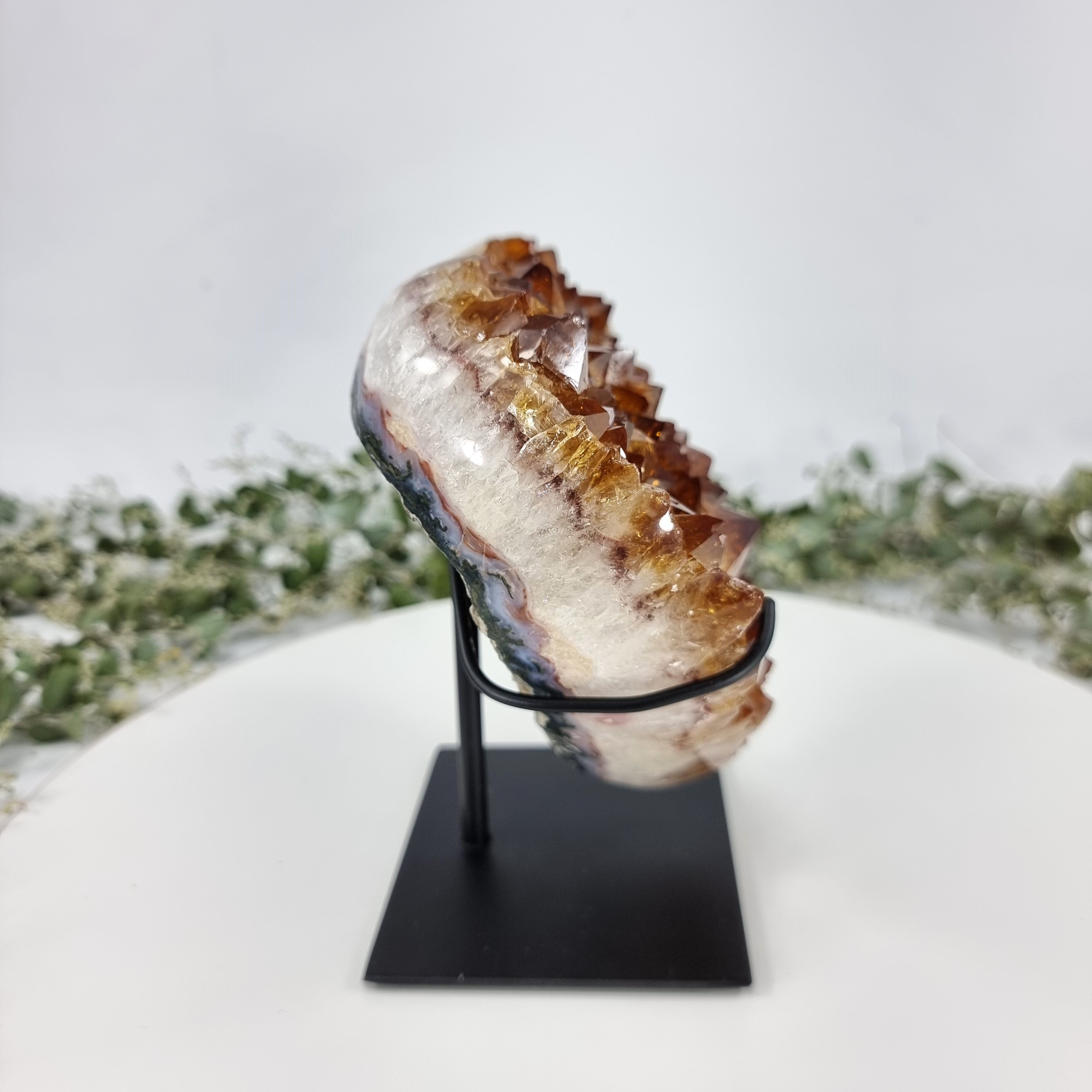 Citrine Heart Geode, Extra Quality, metal stand, 6.57 lbs & 7.87" Tall #by Brcrystals