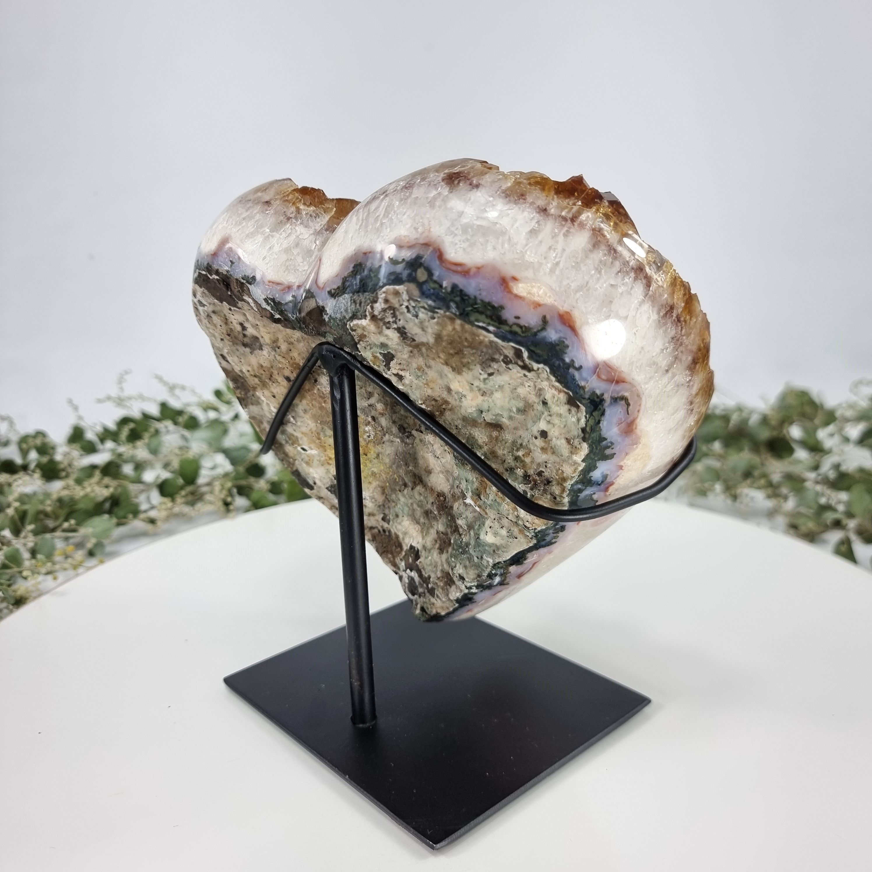 Citrine Heart Geode, Extra Quality, metal stand, 6.57 lbs & 7.87" Tall #by Brcrystals